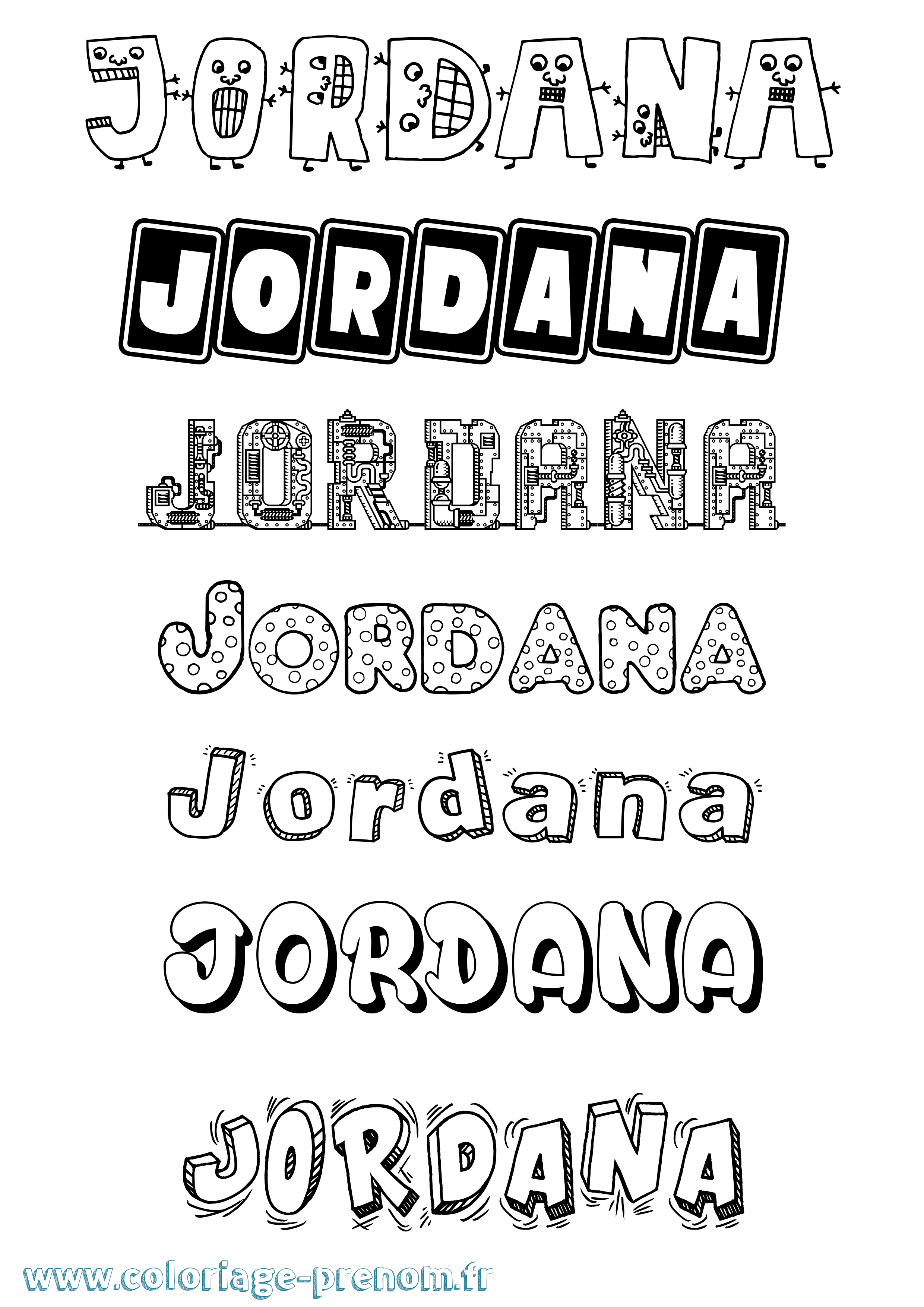 Coloriage Jordana Fun Coloriage prénom Jordana Fun