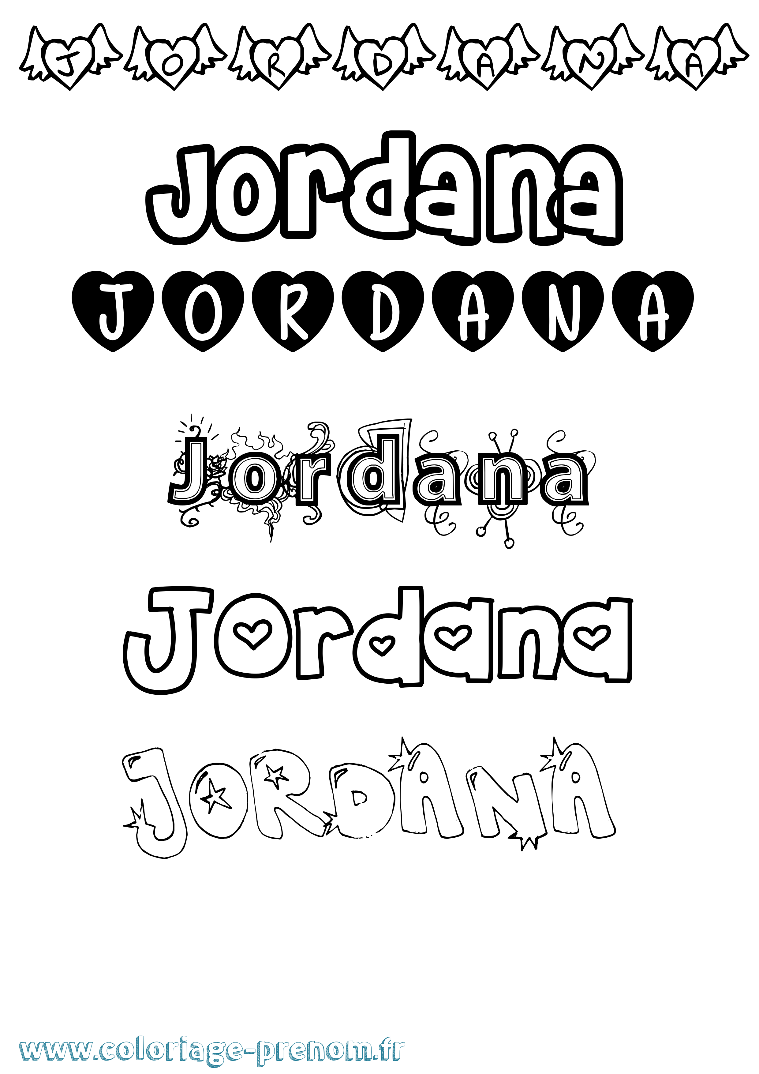 Coloriage Jordana Girly Coloriage prénom Jordana Girly