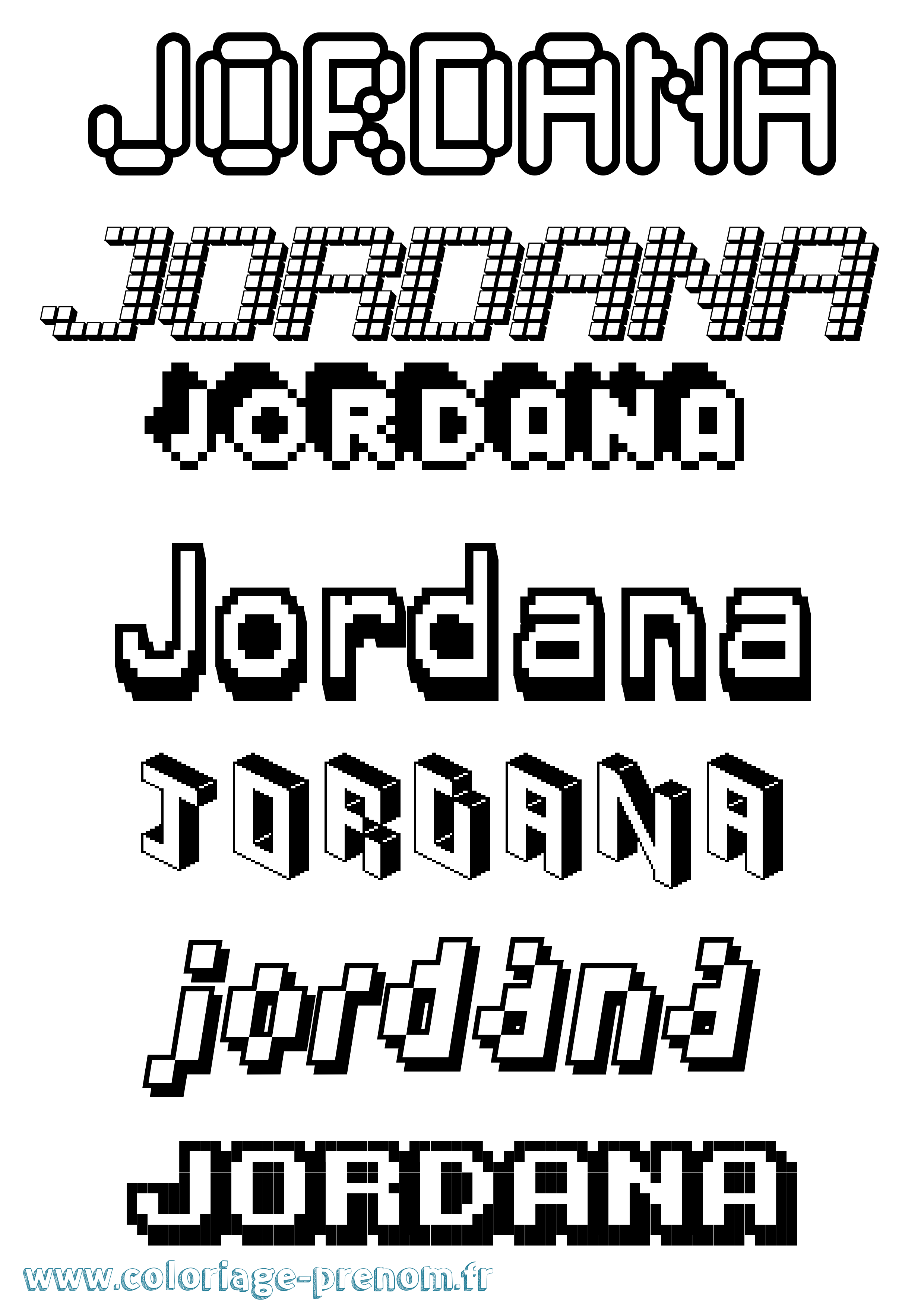 Coloriage Jordana Pixel Coloriage prénom Jordana Pixel