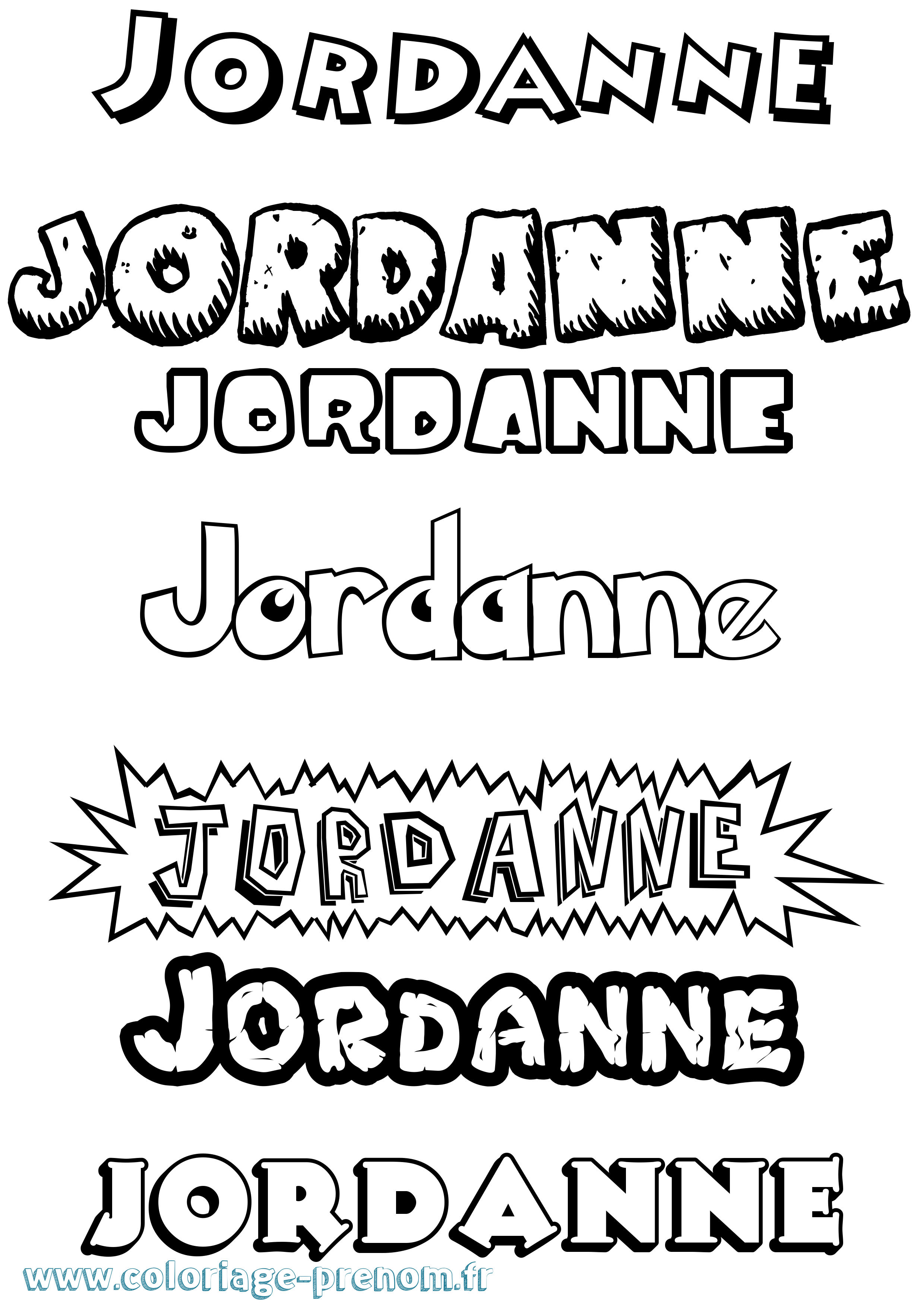 Coloriage Jordanne Dessin Animé Coloriage prénom Jordanne Dessin Animé