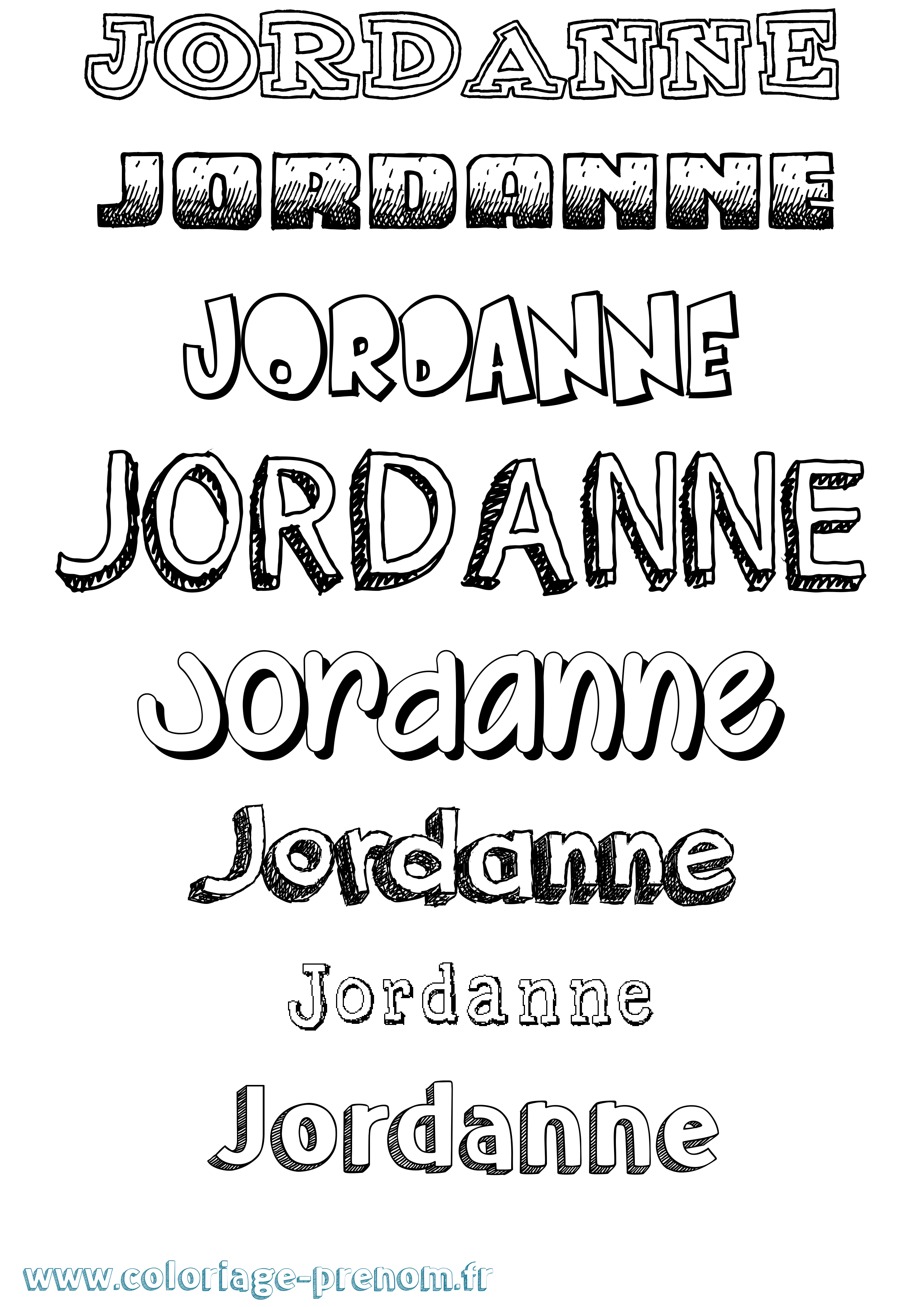 Coloriage Jordanne Dessiné Coloriage prénom Jordanne Dessiné