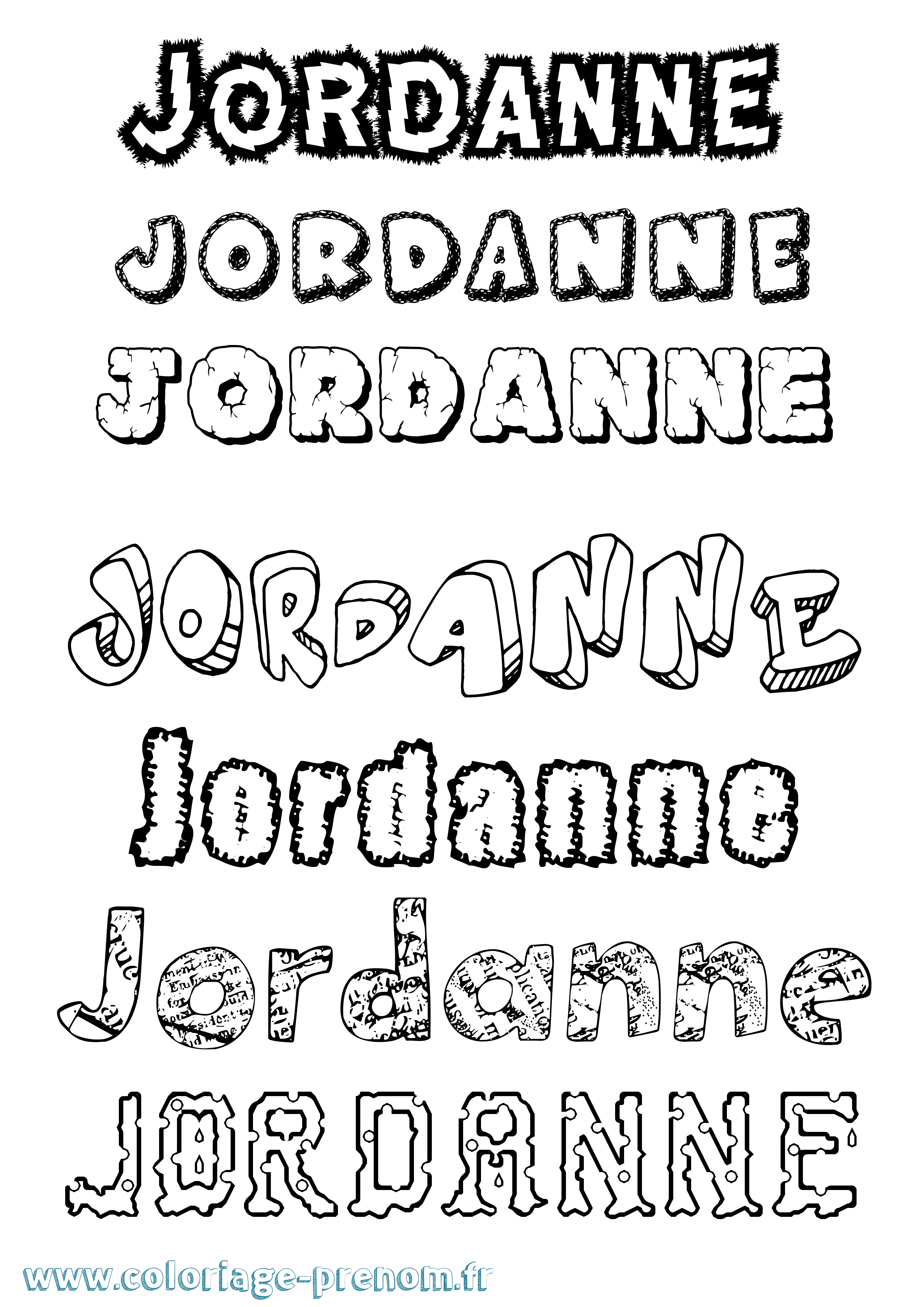 Coloriage Jordanne Destructuré Coloriage prénom Jordanne Destructuré