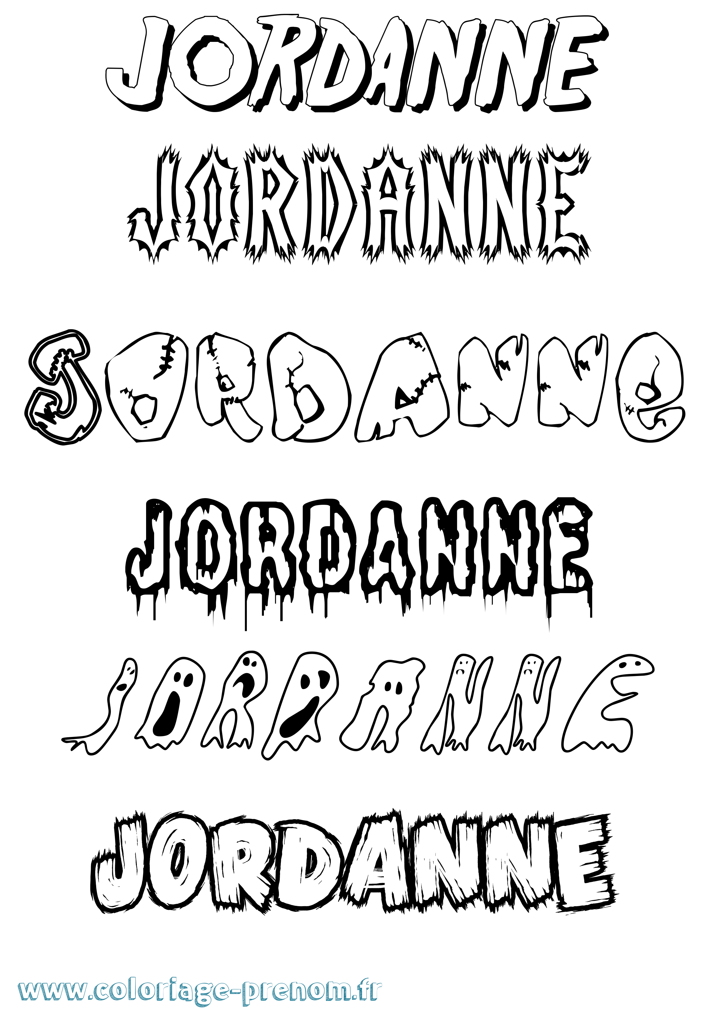 Coloriage Jordanne Frisson Coloriage prénom Jordanne Frisson
