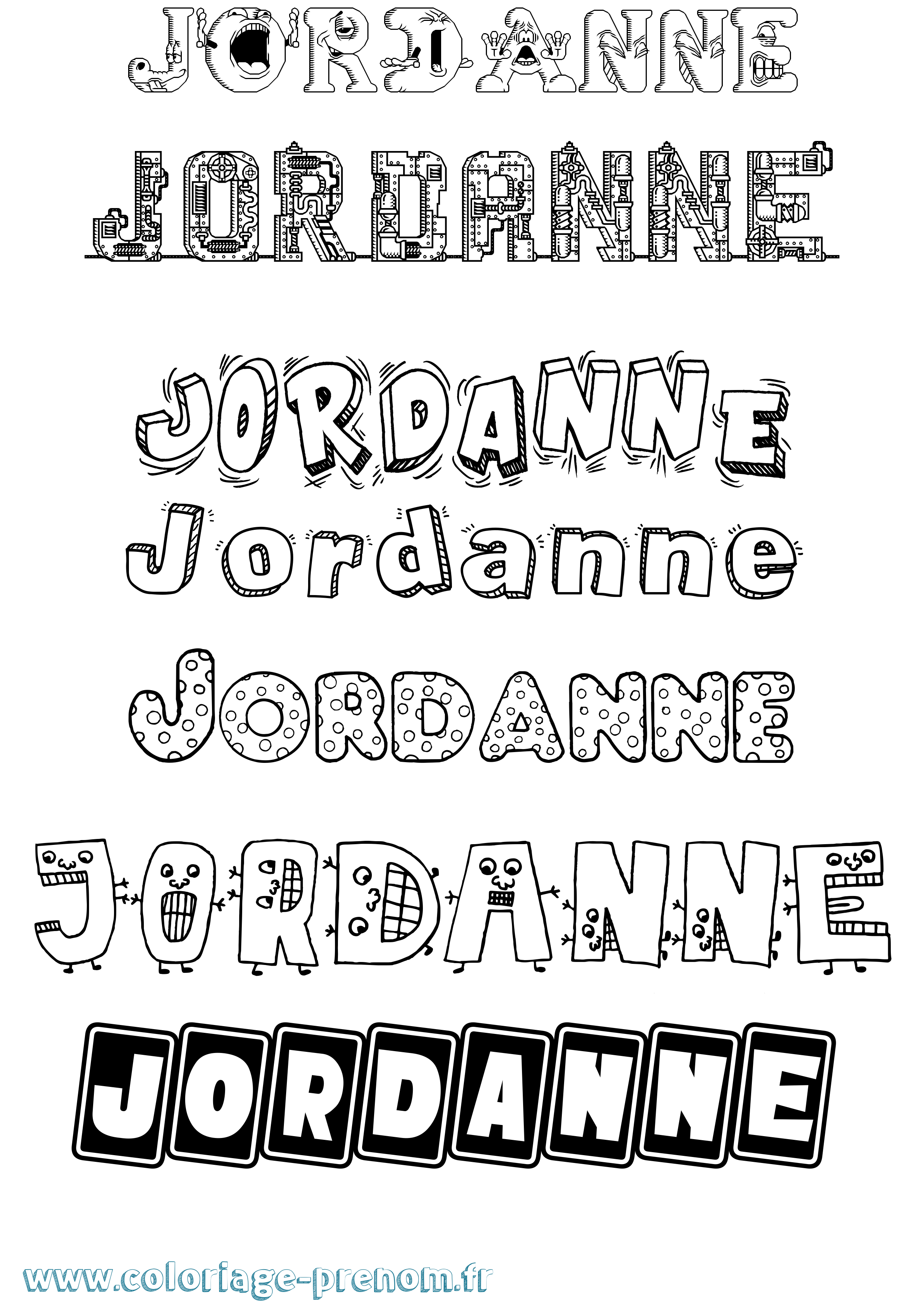 Coloriage Jordanne Fun Coloriage prénom Jordanne Fun