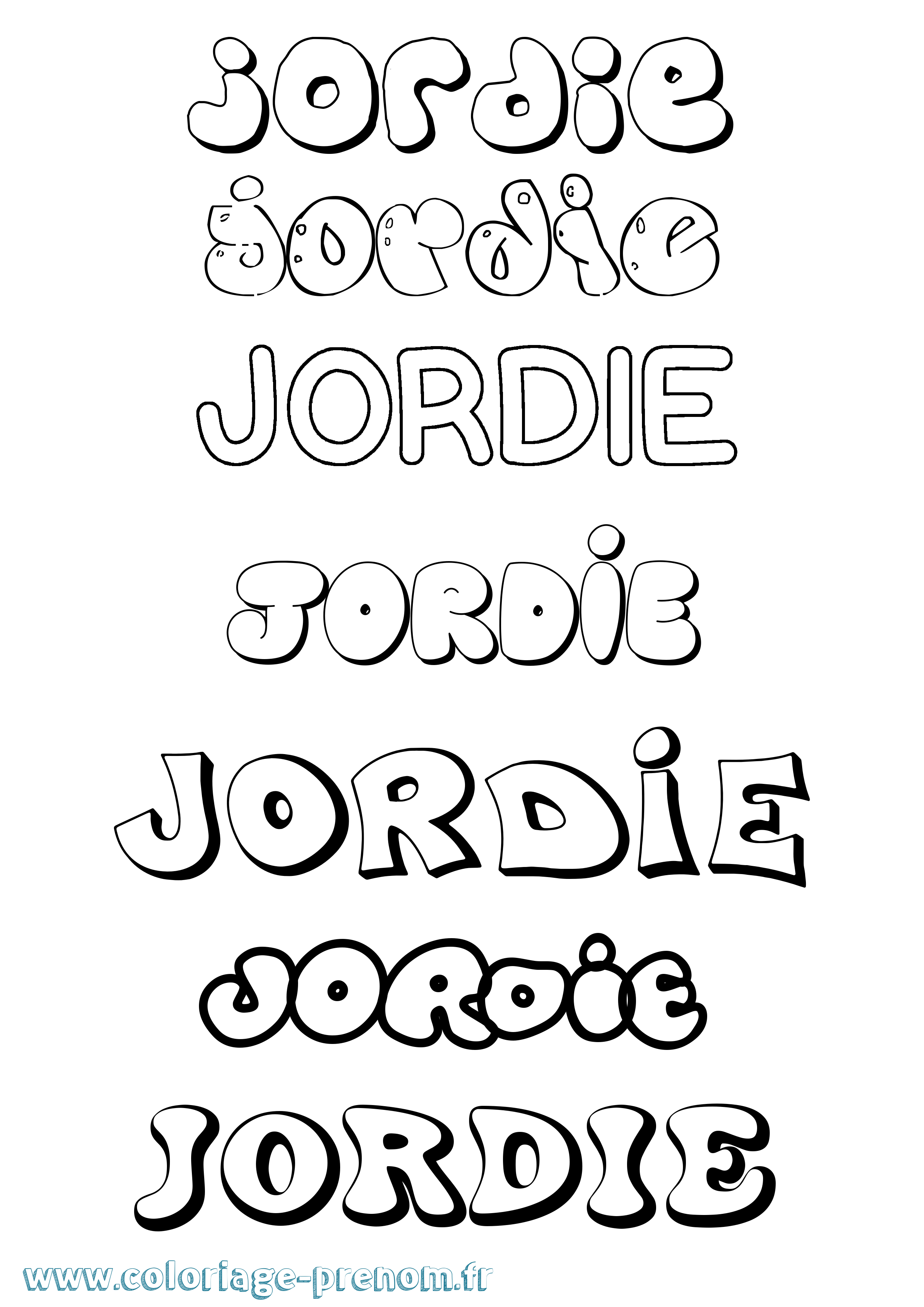 Coloriage Jordie Bubble Coloriage prénom Jordie Bubble