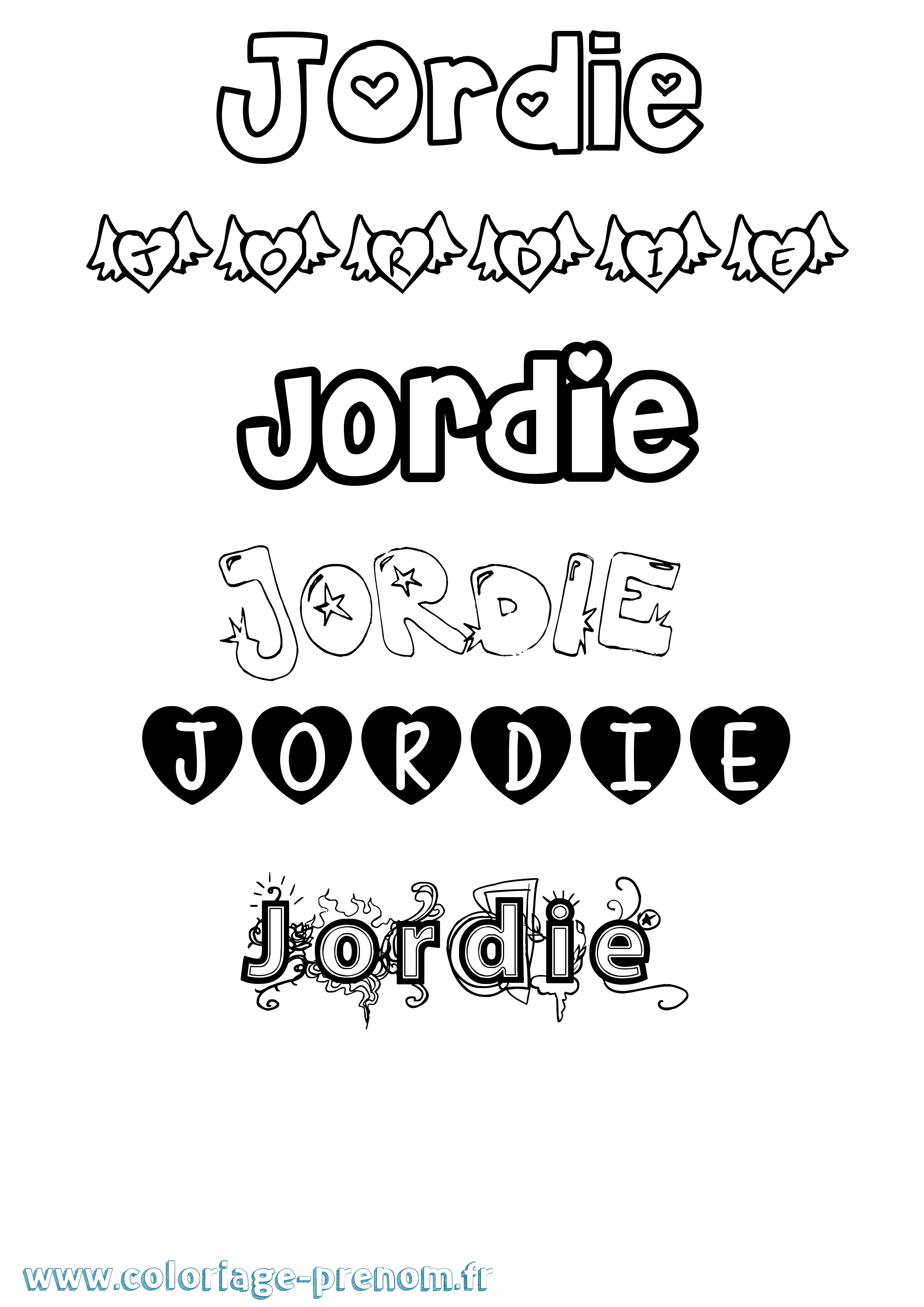 Coloriage Jordie Girly Coloriage prénom Jordie Girly