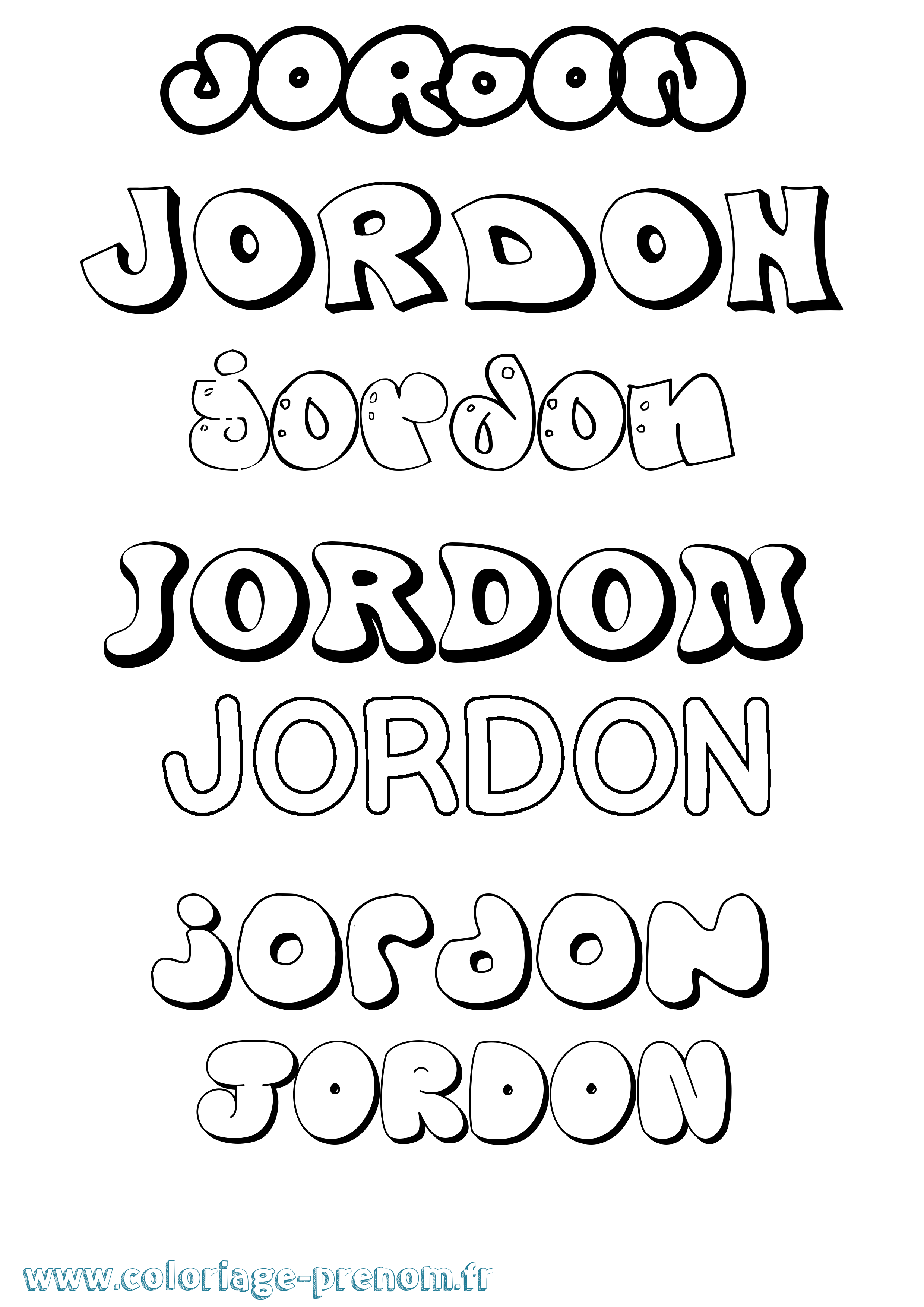 Coloriage Jordon Bubble Coloriage prénom Jordon Bubble