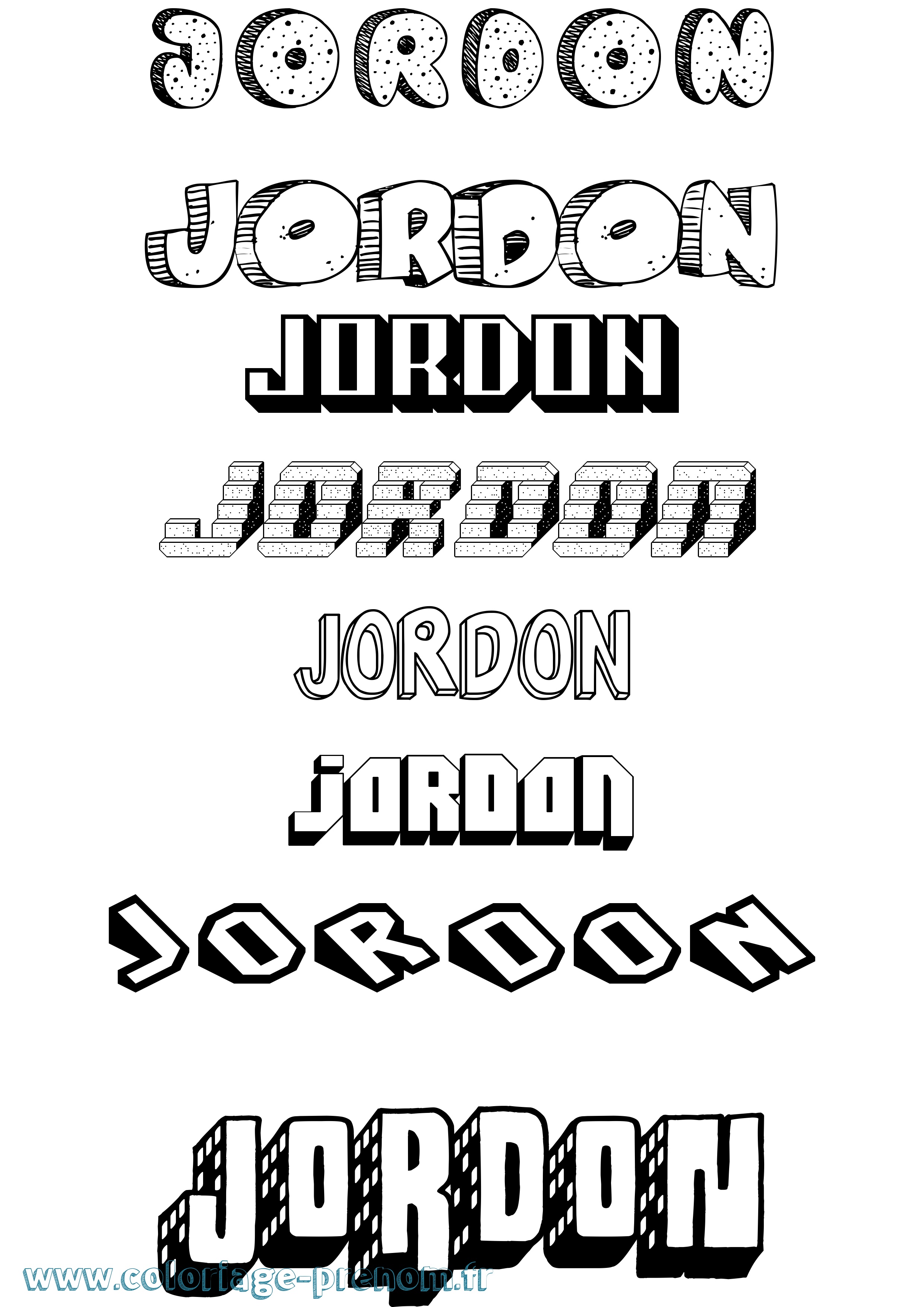 Coloriage Jordon Effet 3D Coloriage prénom Jordon Effet 3D