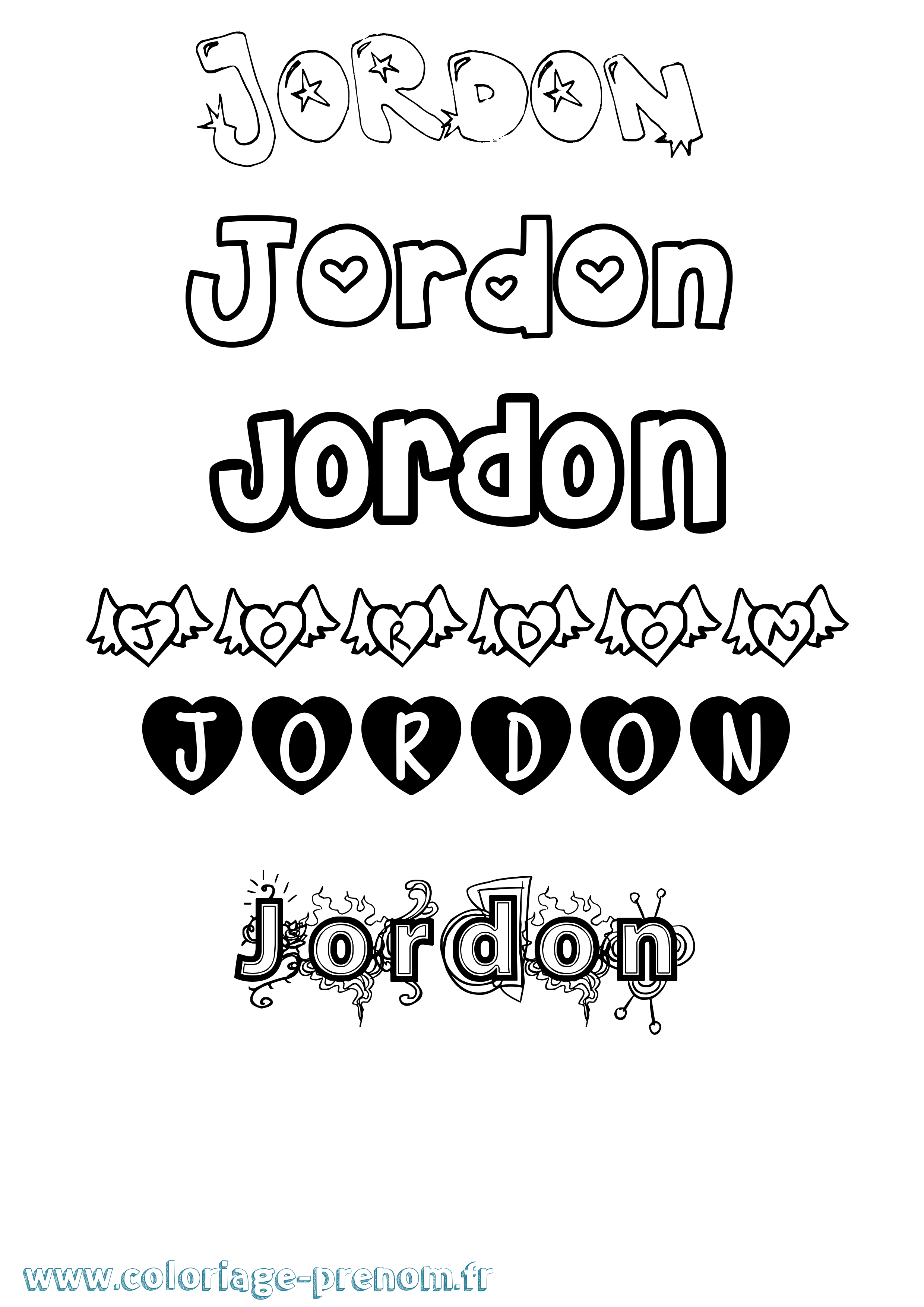 Coloriage Jordon Girly Coloriage prénom Jordon Girly