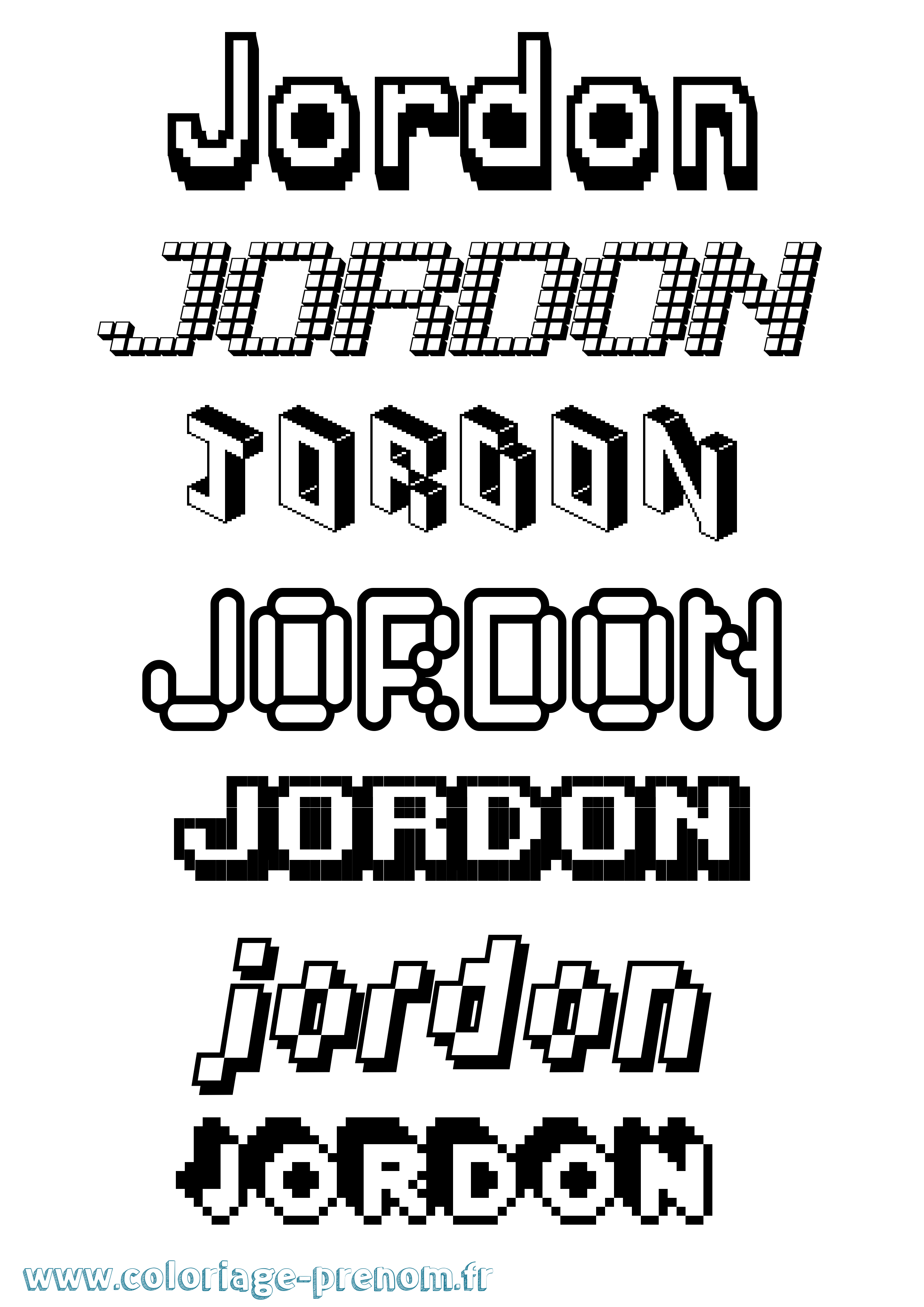Coloriage Jordon Pixel Coloriage prénom Jordon Pixel