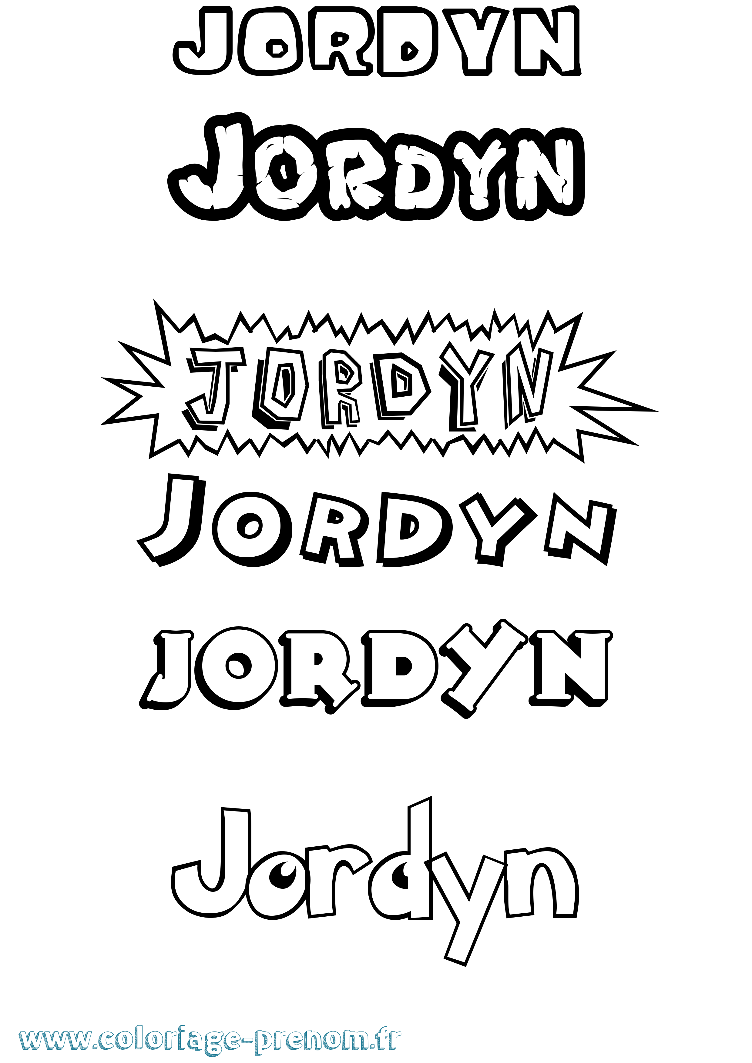 Coloriage Jordyn Dessin Animé Coloriage prénom Jordyn Dessin Animé