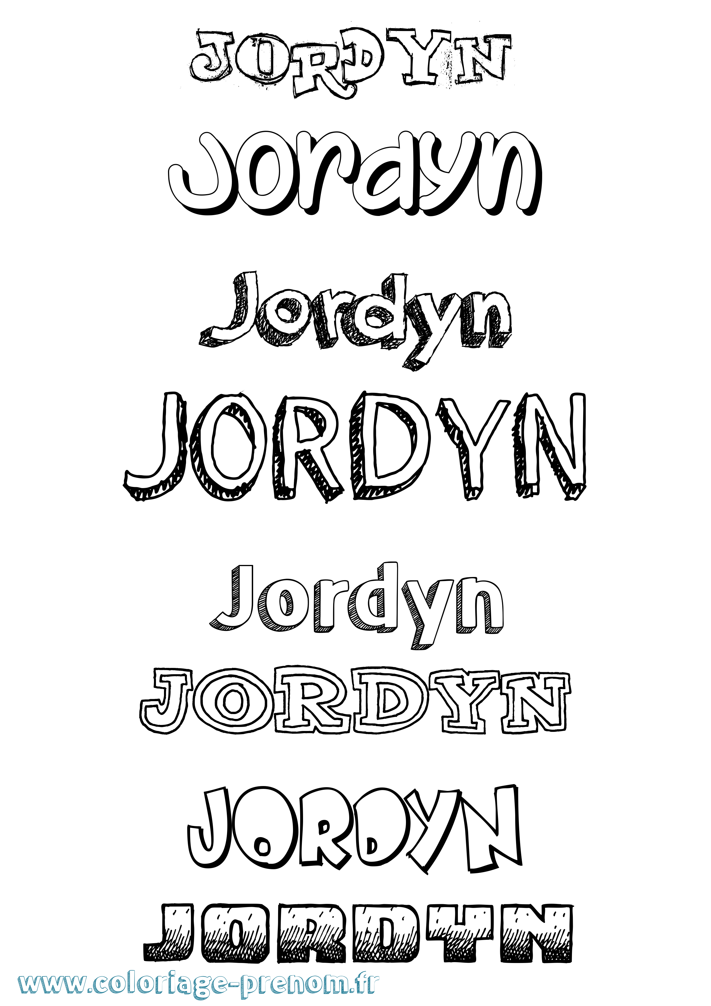 Coloriage Jordyn Dessiné Coloriage prénom Jordyn Dessiné