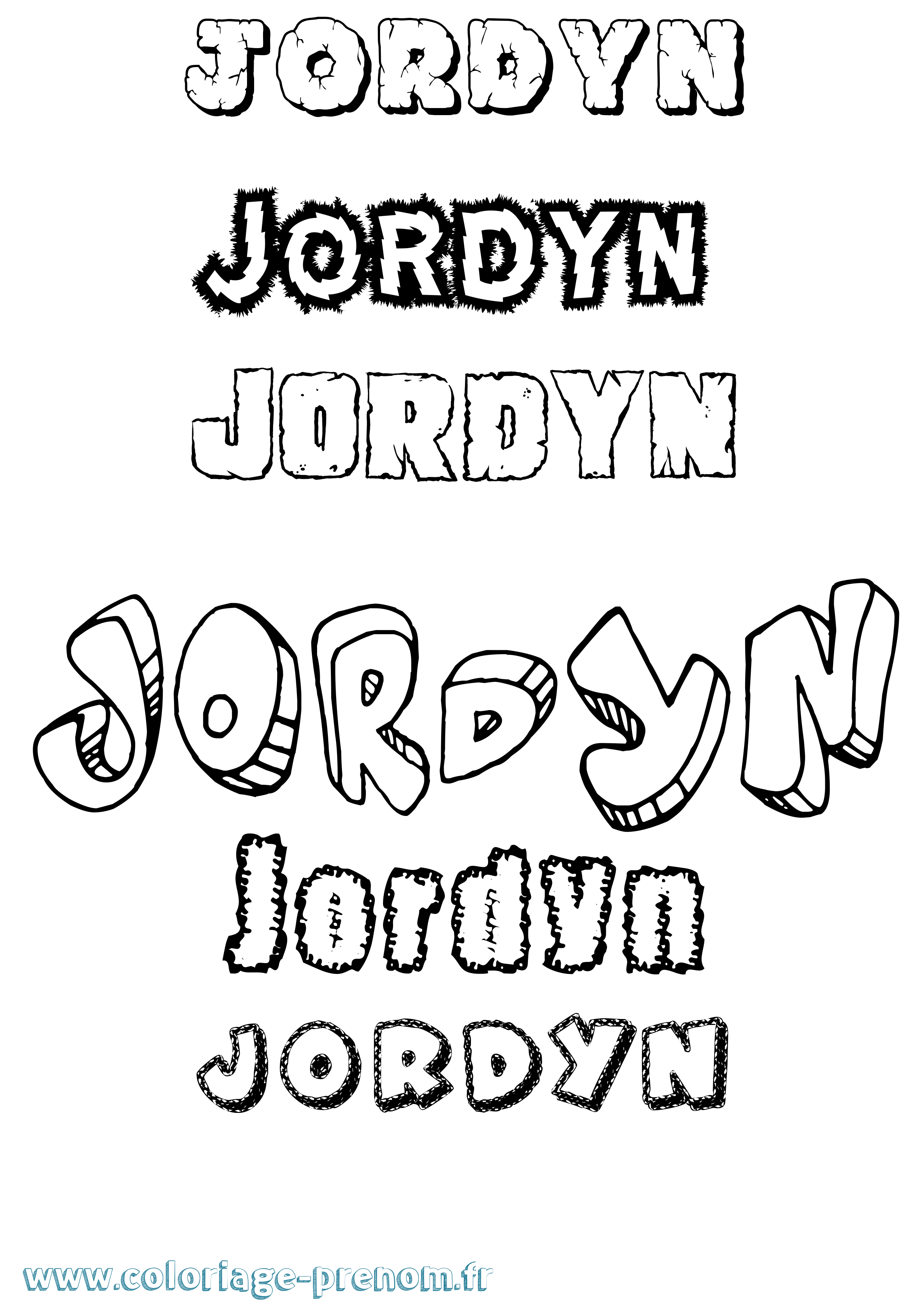 Coloriage Jordyn Destructuré Coloriage prénom Jordyn Destructuré