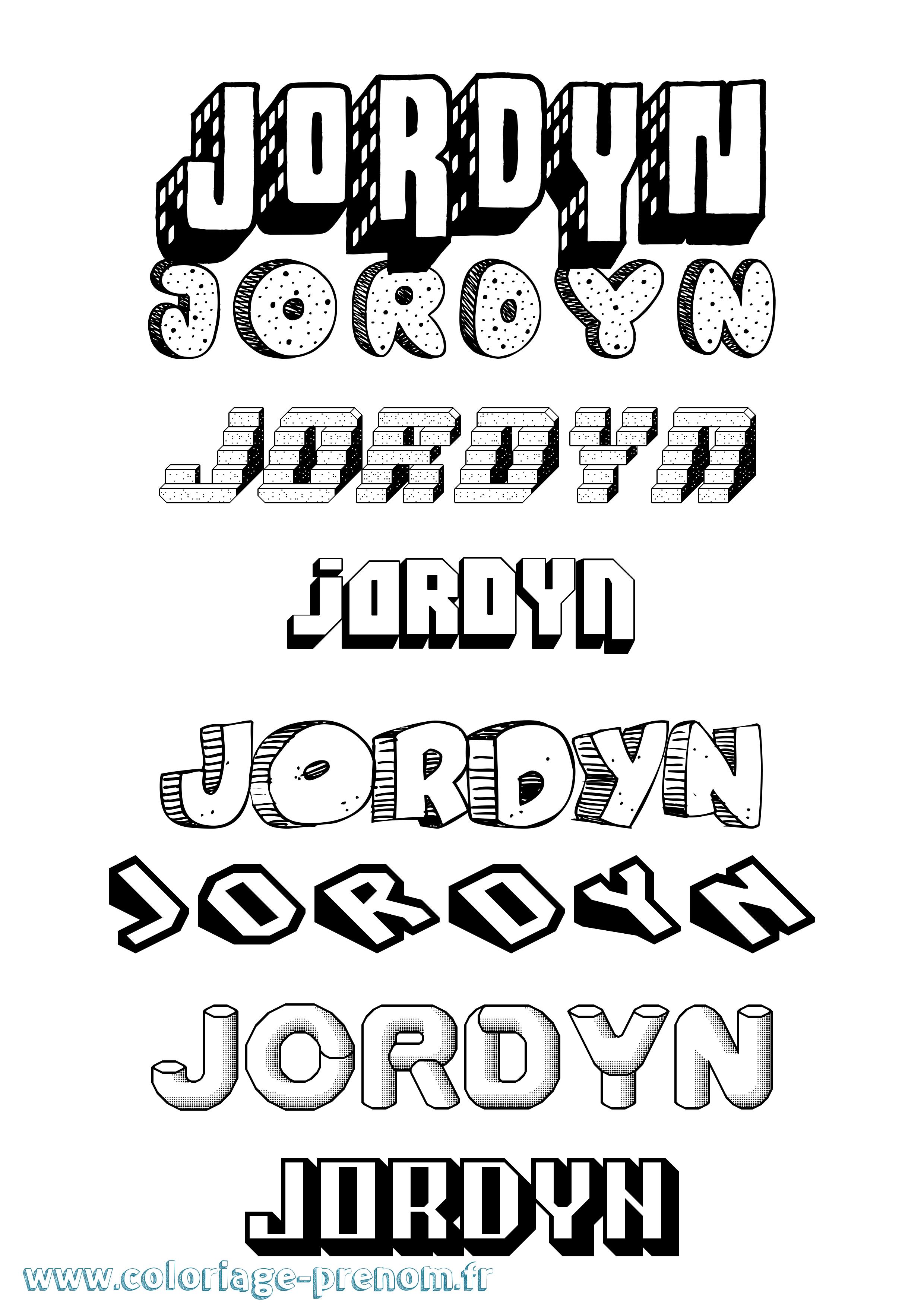 Coloriage Jordyn Effet 3D Coloriage prénom Jordyn Effet 3D