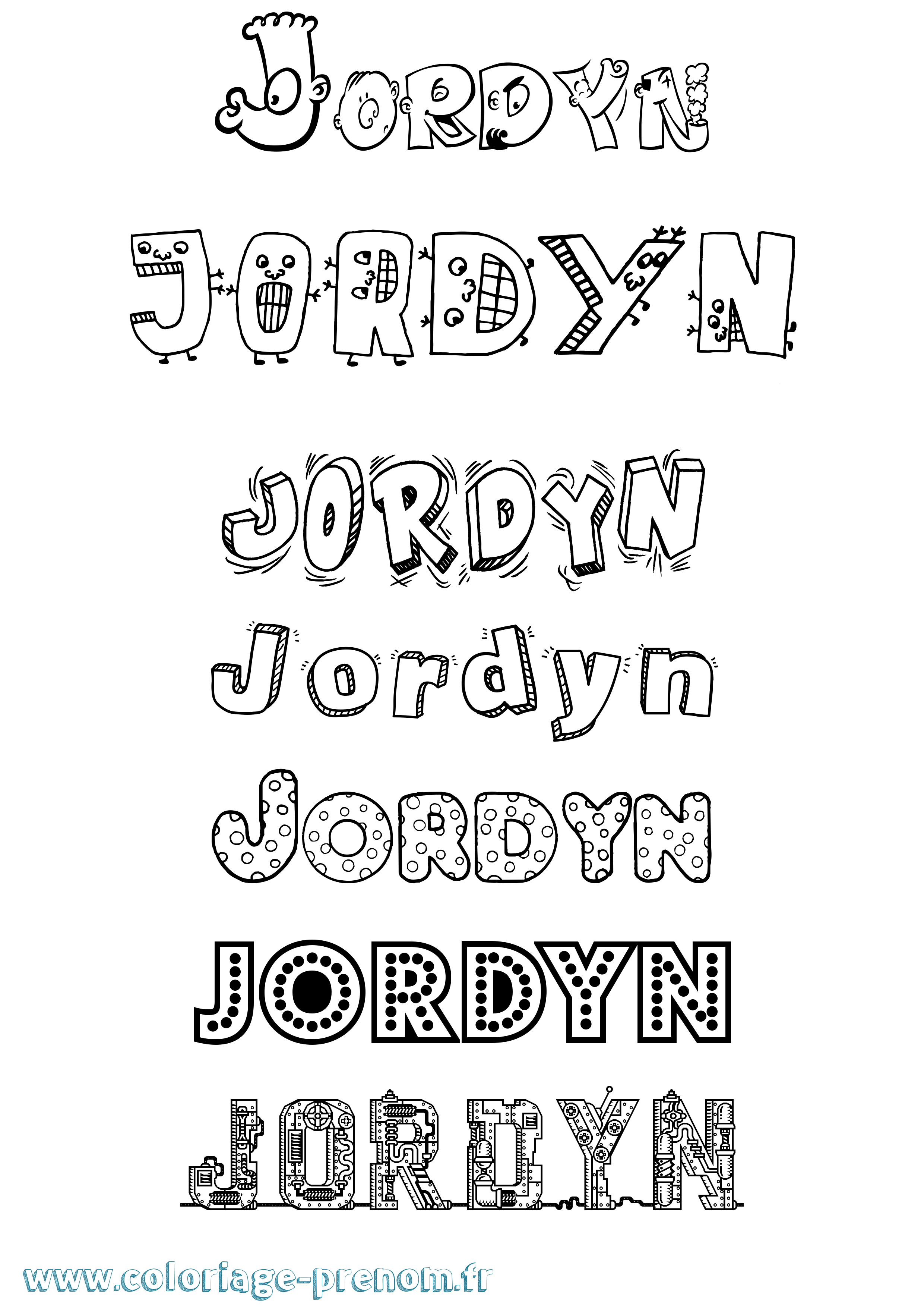 Coloriage Jordyn Fun Coloriage prénom Jordyn Fun