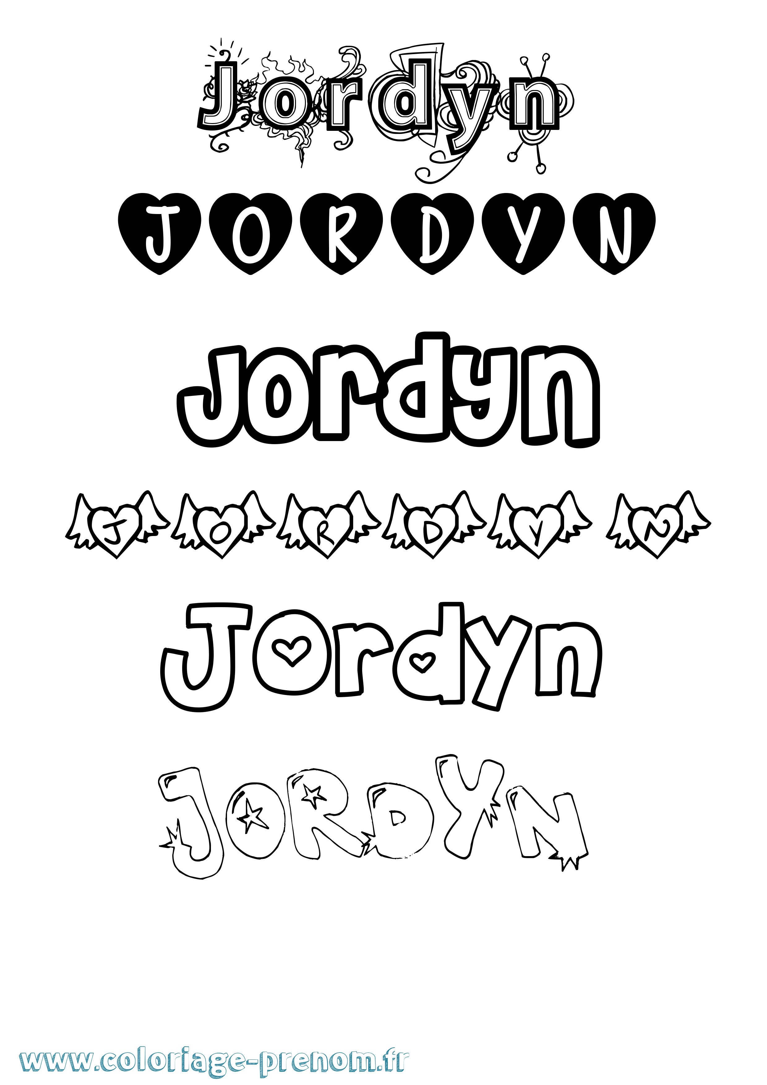 Coloriage Jordyn Girly Coloriage prénom Jordyn Girly