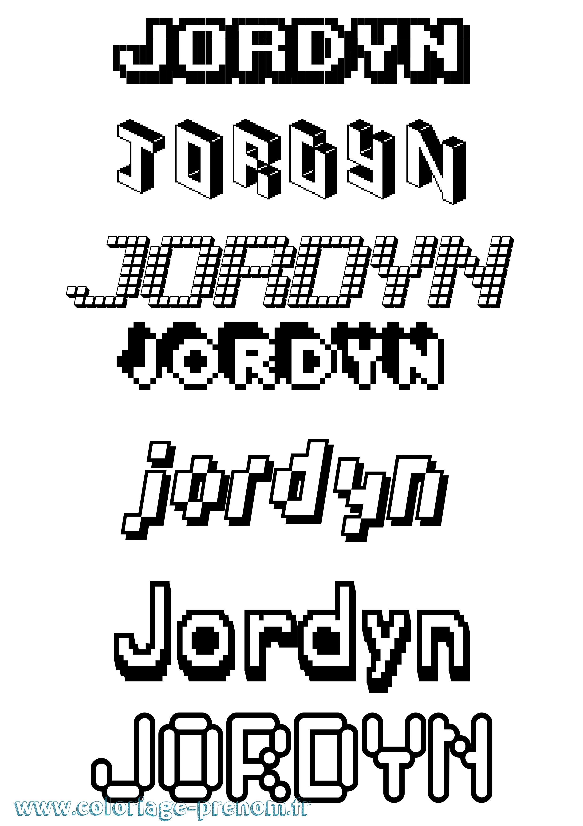 Coloriage Jordyn Pixel Coloriage prénom Jordyn Pixel