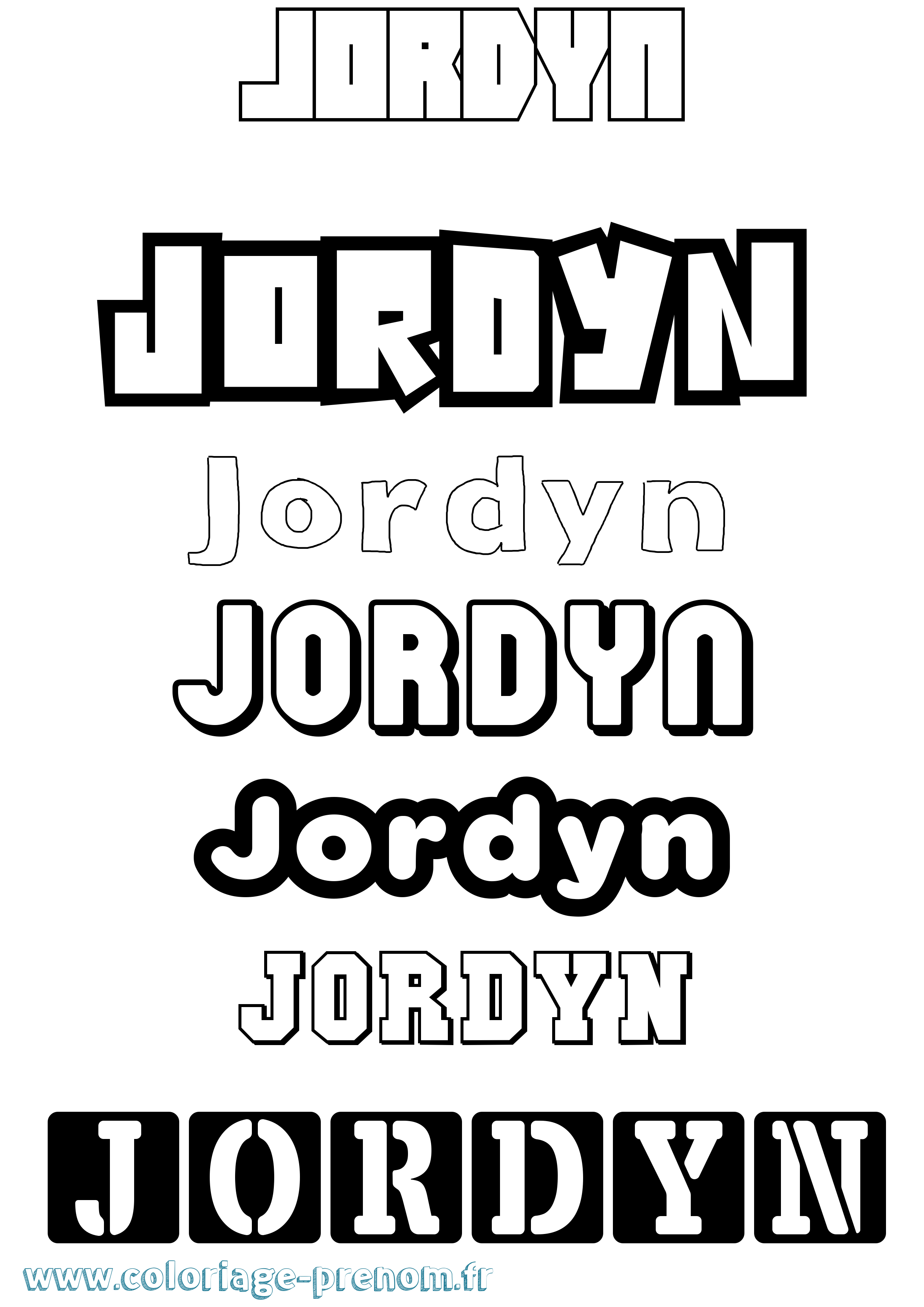 Coloriage Jordyn Simple Coloriage prénom Jordyn Simple