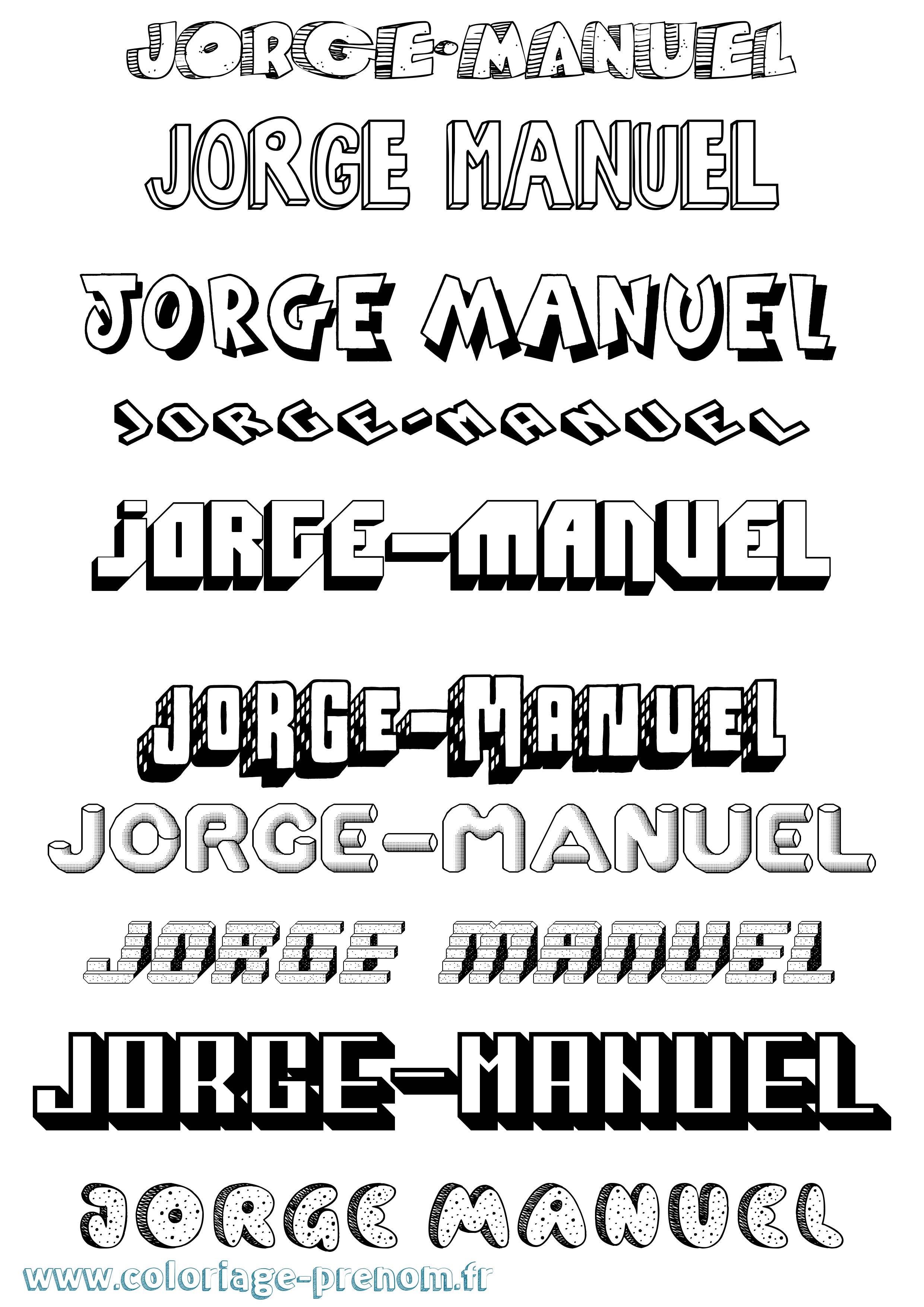 Coloriage Jorge-Manuel Effet 3D Coloriage prénom Jorge-Manuel Effet 3D