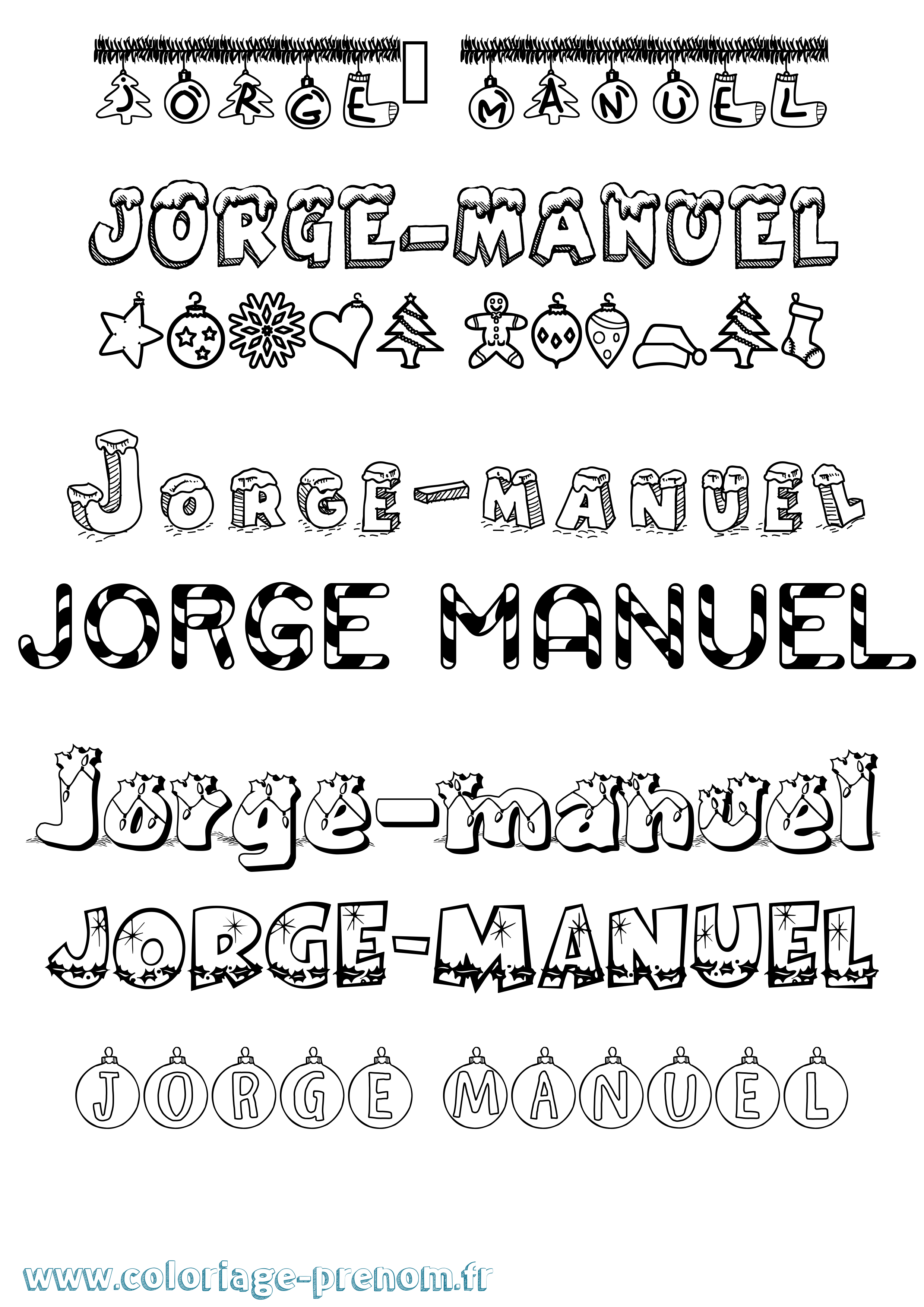 Coloriage Jorge-Manuel Noël Coloriage prénom Jorge-Manuel Noël
