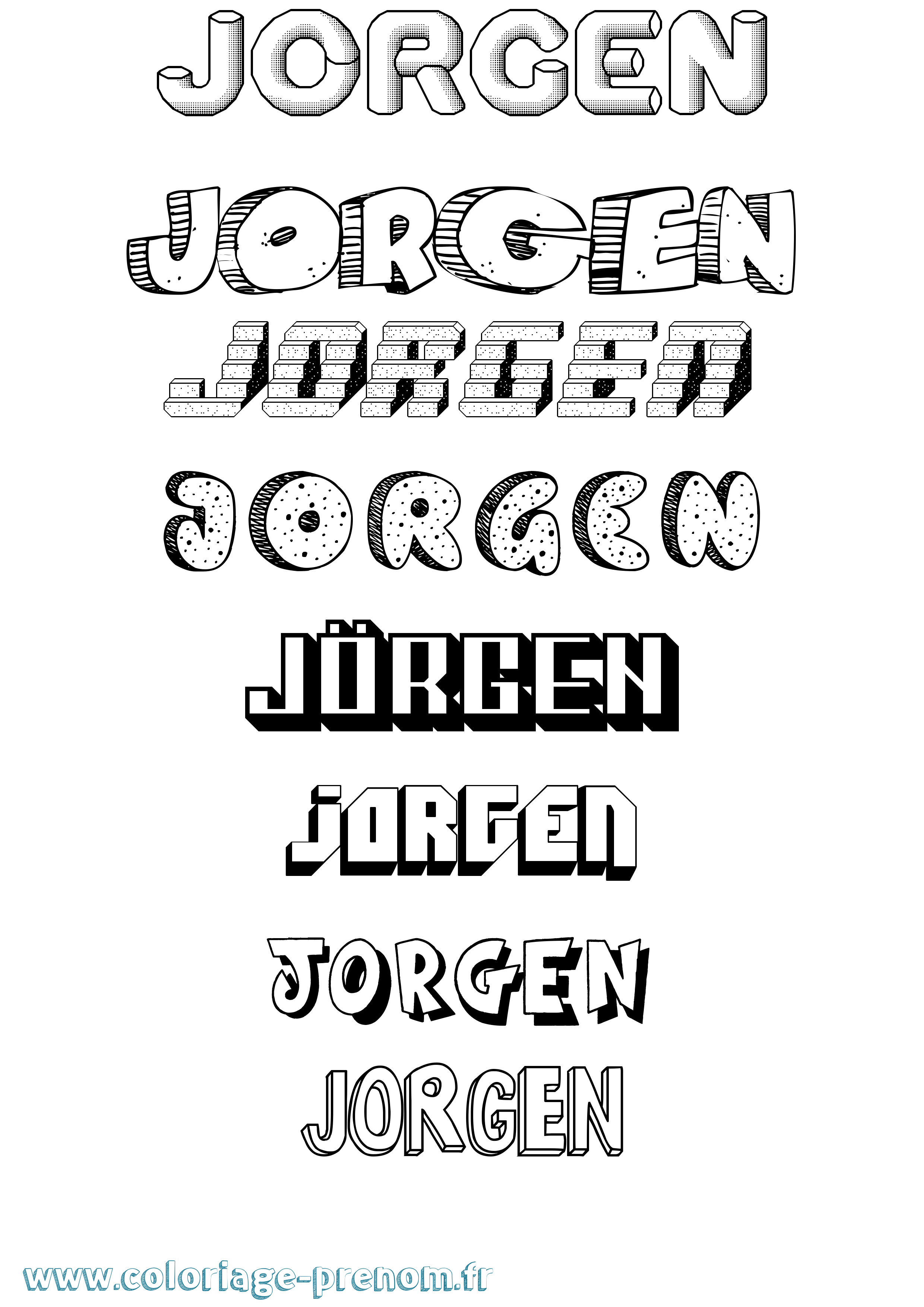 Coloriage Jörgen Effet 3D Coloriage prénom Jörgen Effet 3D
