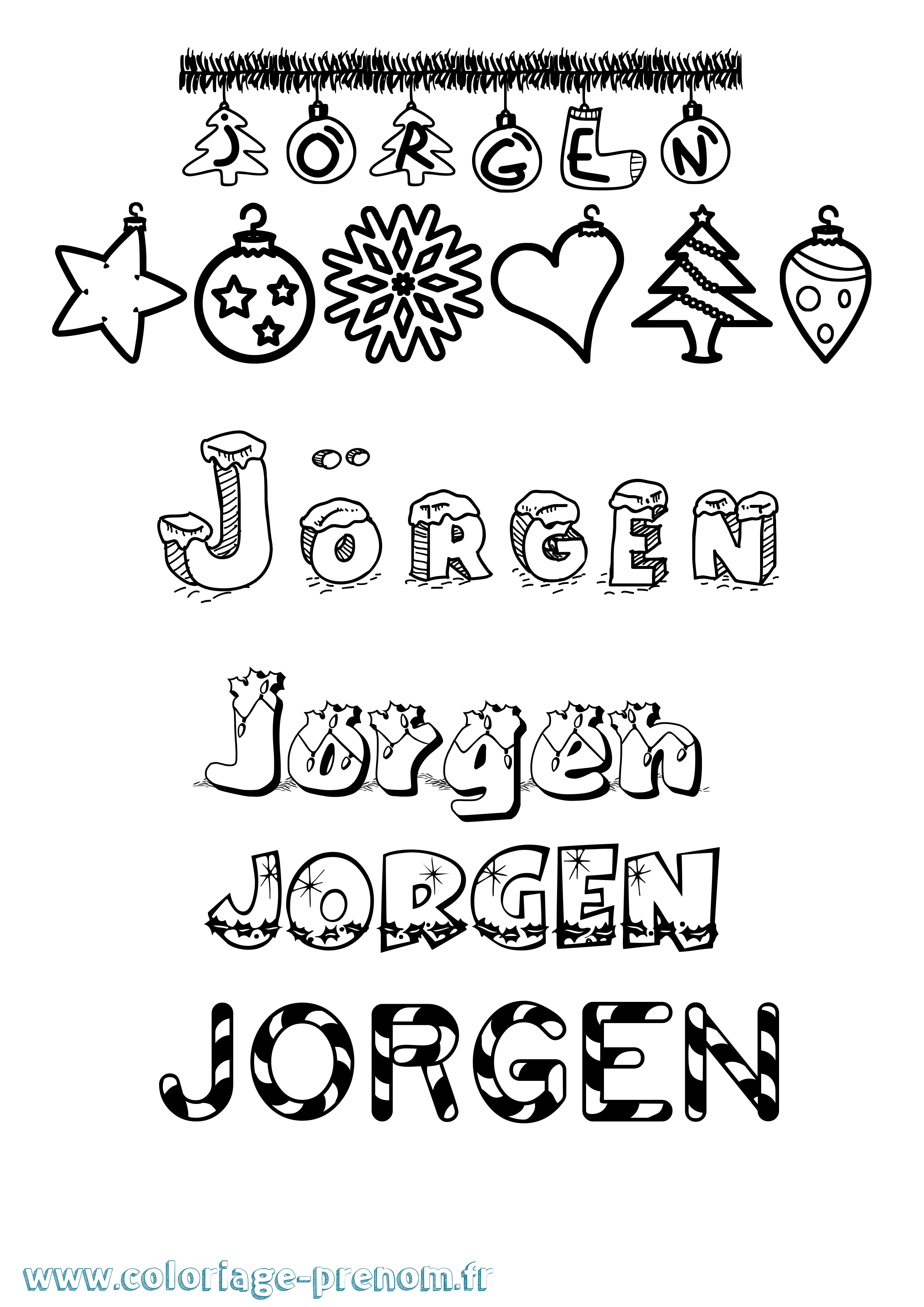 Coloriage Jörgen Noël Coloriage prénom Jörgen Noël