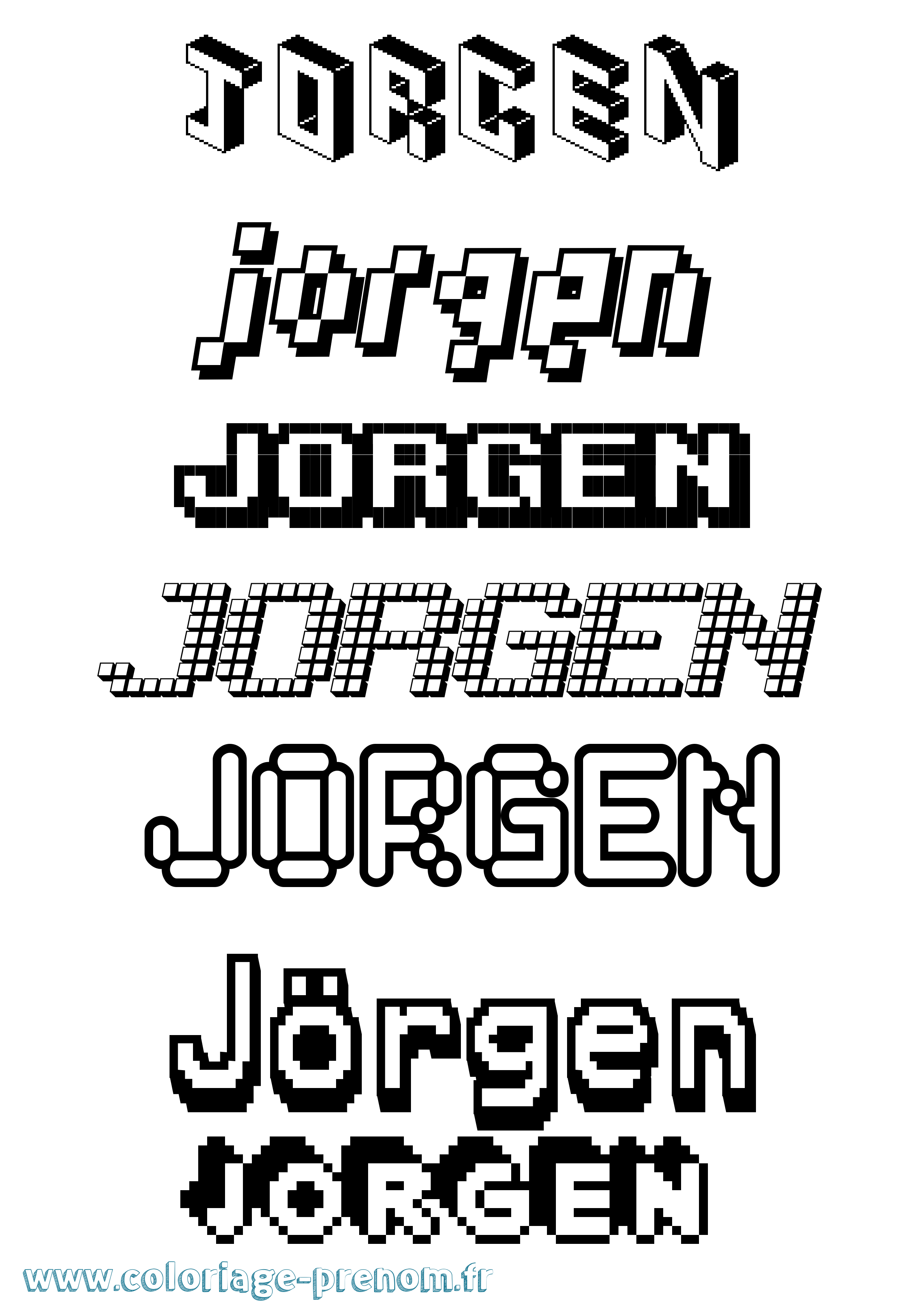 Coloriage Jörgen Pixel Coloriage prénom Jörgen Pixel