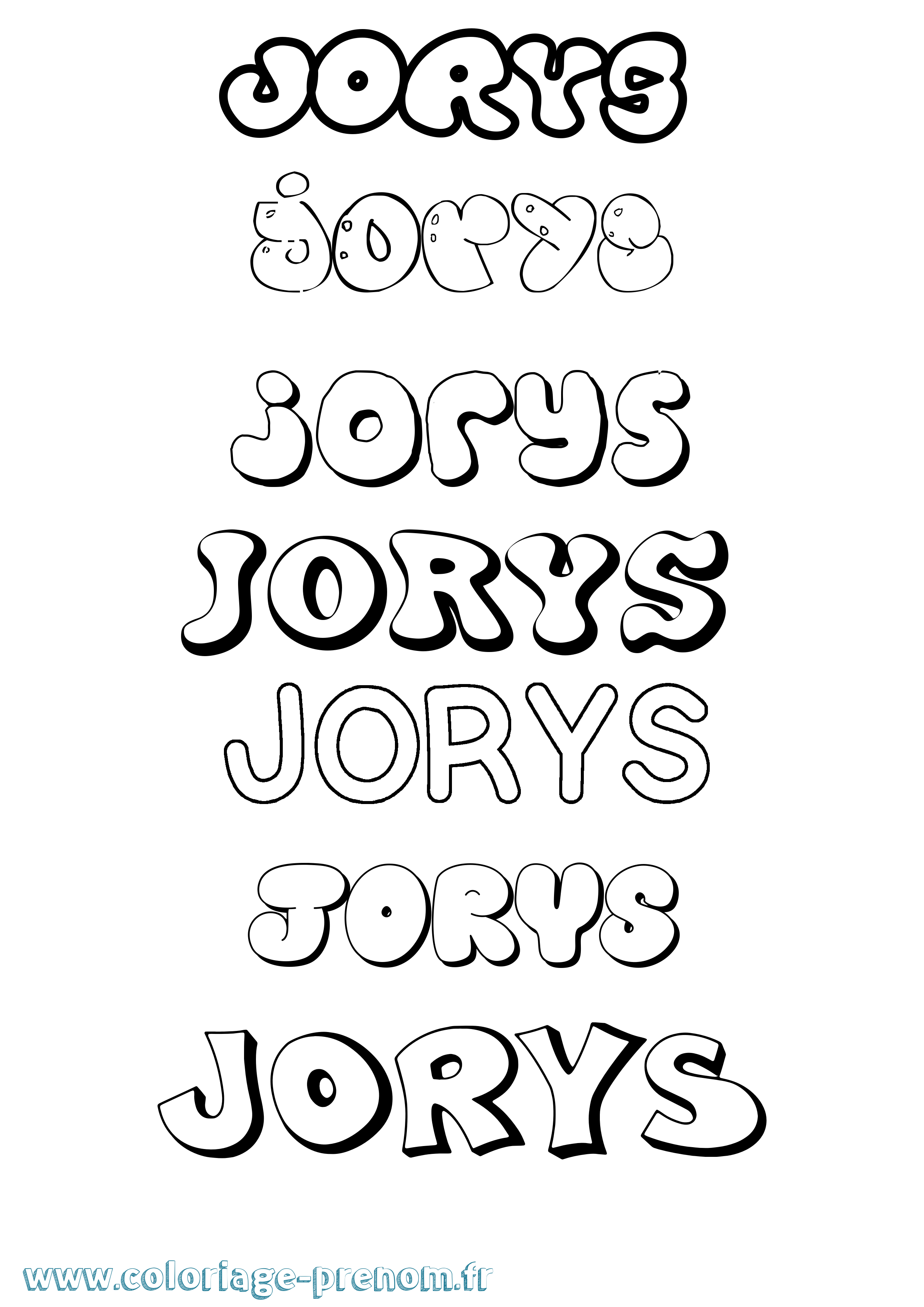 Coloriage Jorys Bubble Coloriage prénom Jorys Bubble