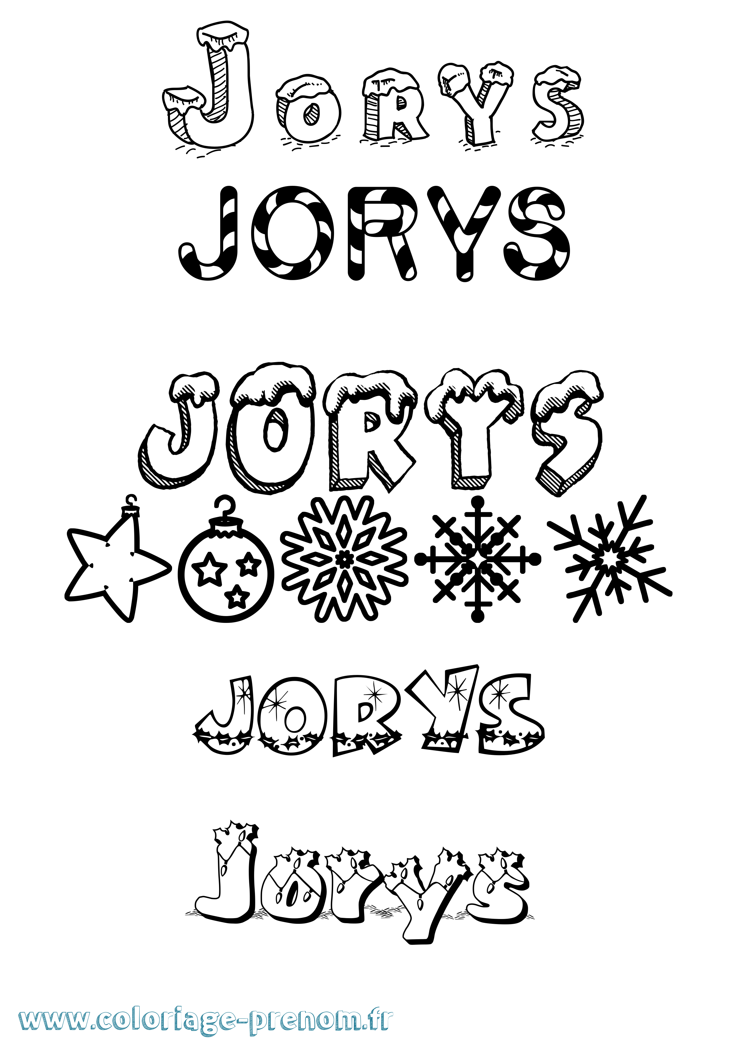 Coloriage Jorys Noël Coloriage prénom Jorys Noël