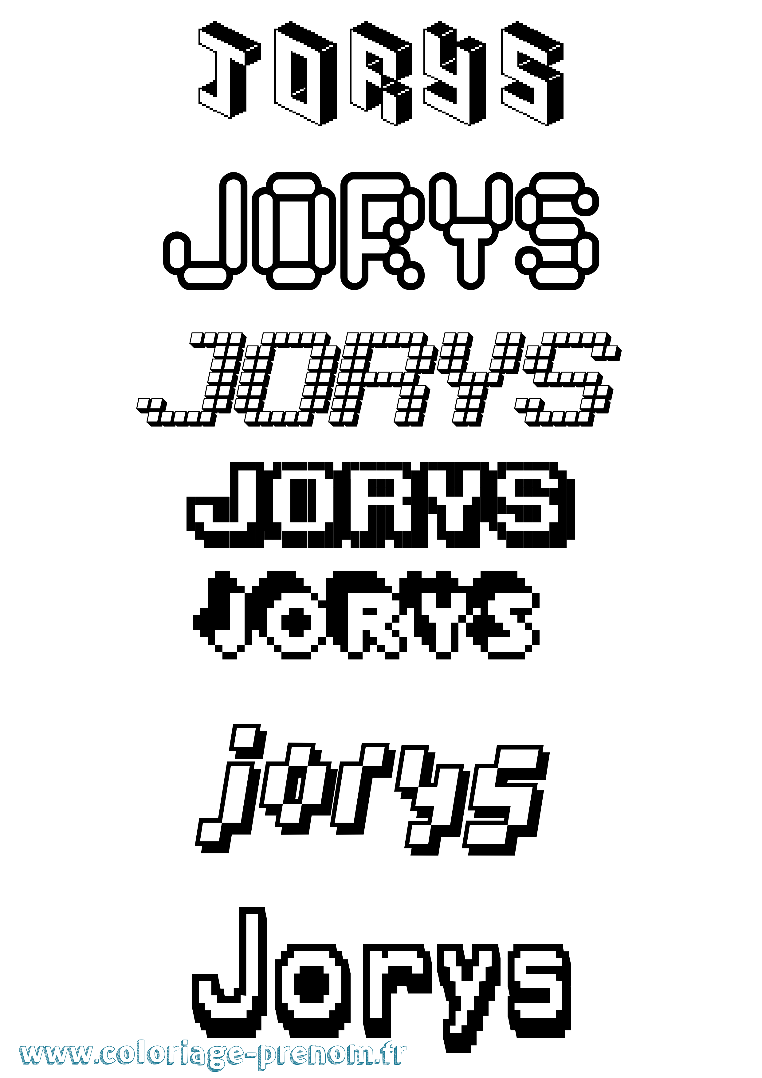 Coloriage Jorys Pixel Coloriage prénom Jorys Pixel