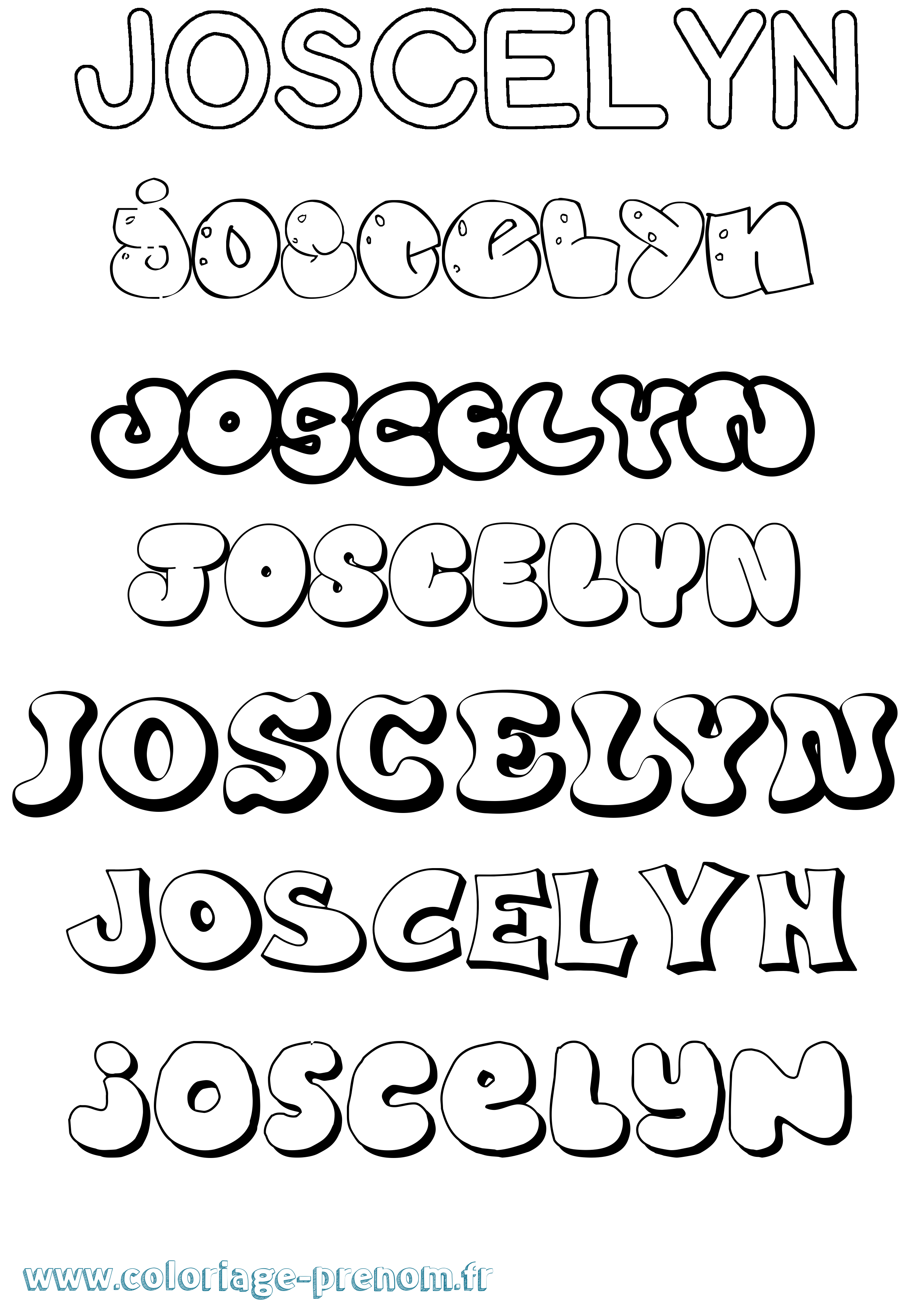 Coloriage Joscelyn Bubble Coloriage prénom Joscelyn Bubble