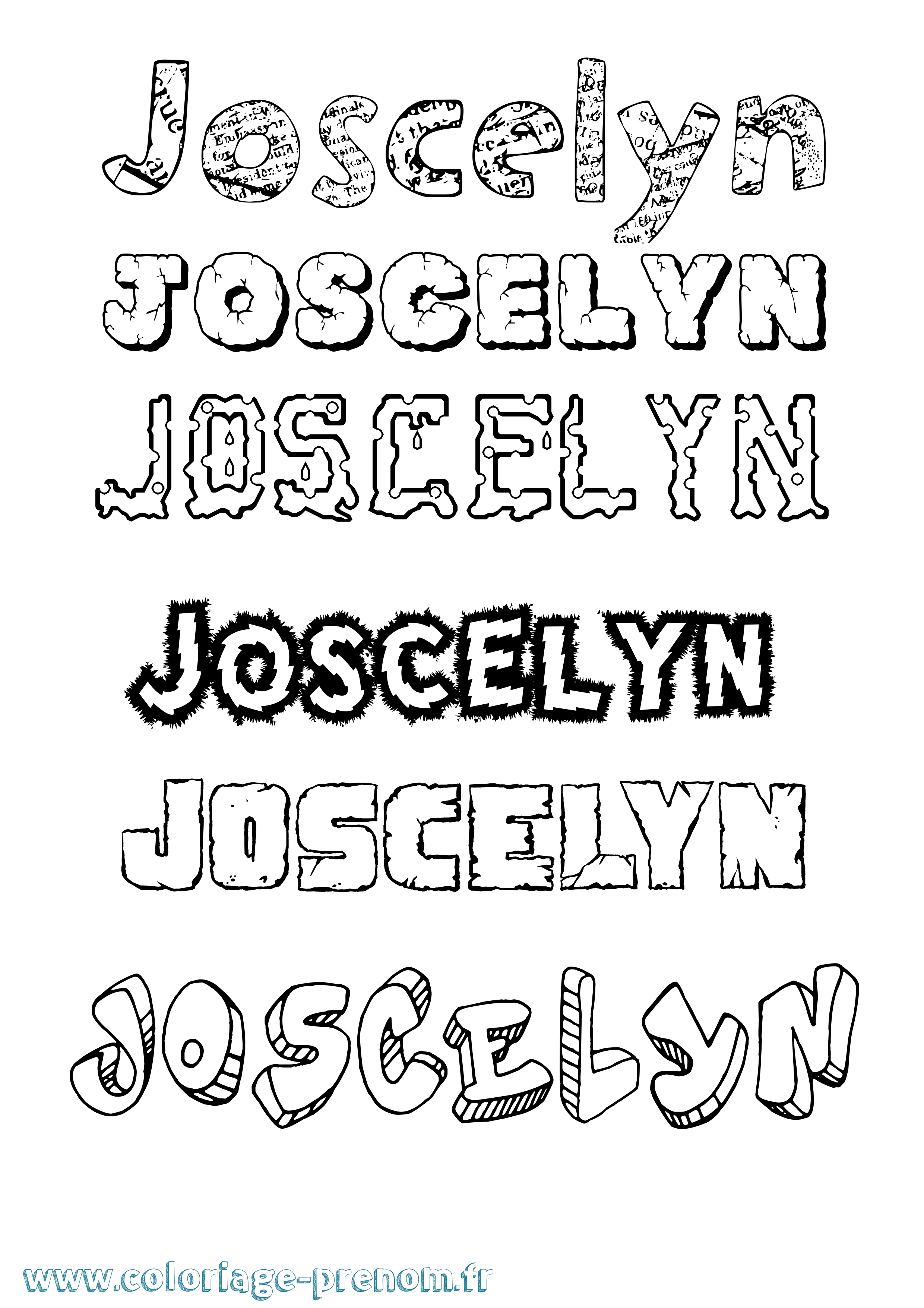 Coloriage Joscelyn Destructuré Coloriage prénom Joscelyn Destructuré