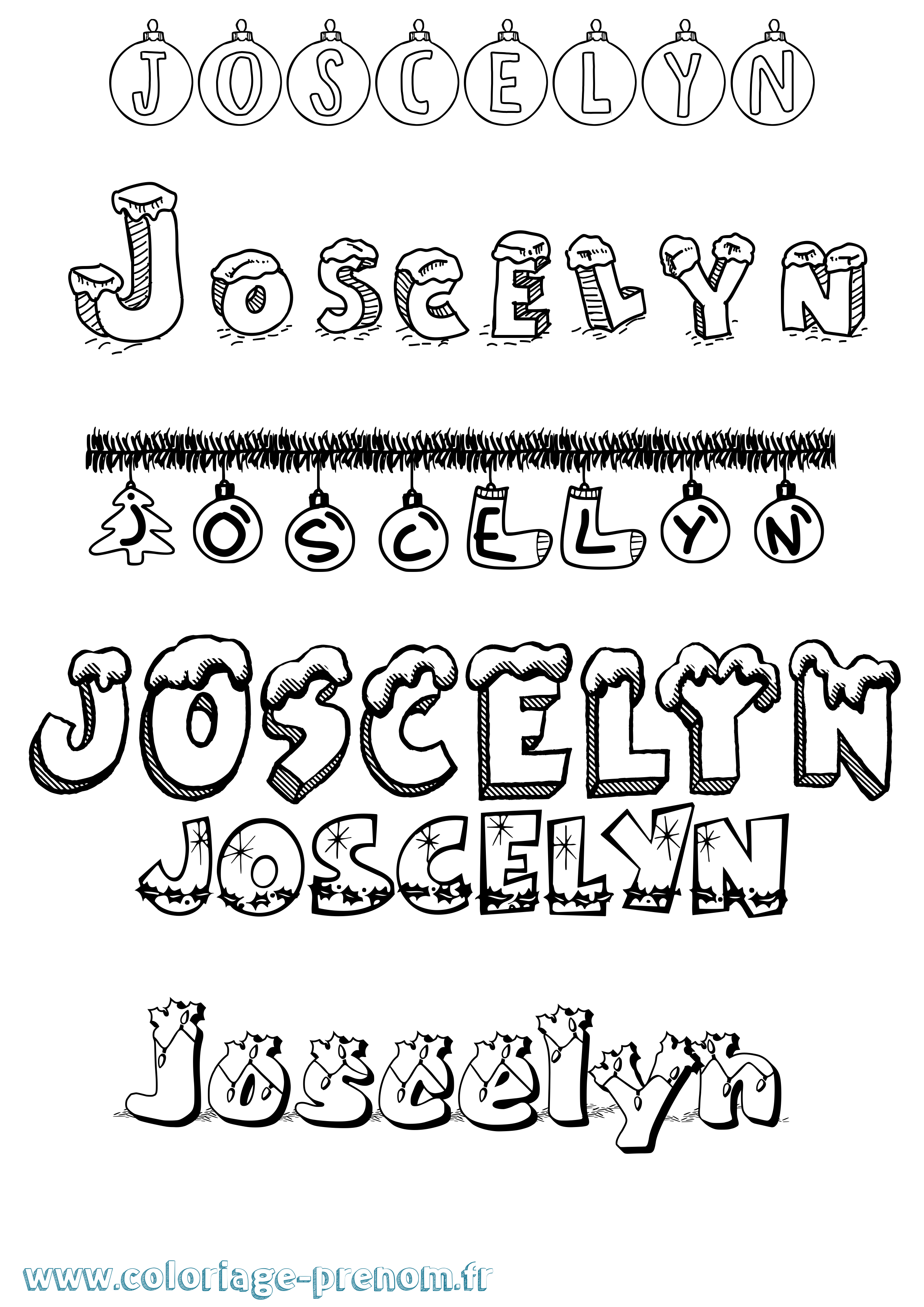 Coloriage Joscelyn Noël Coloriage prénom Joscelyn Noël
