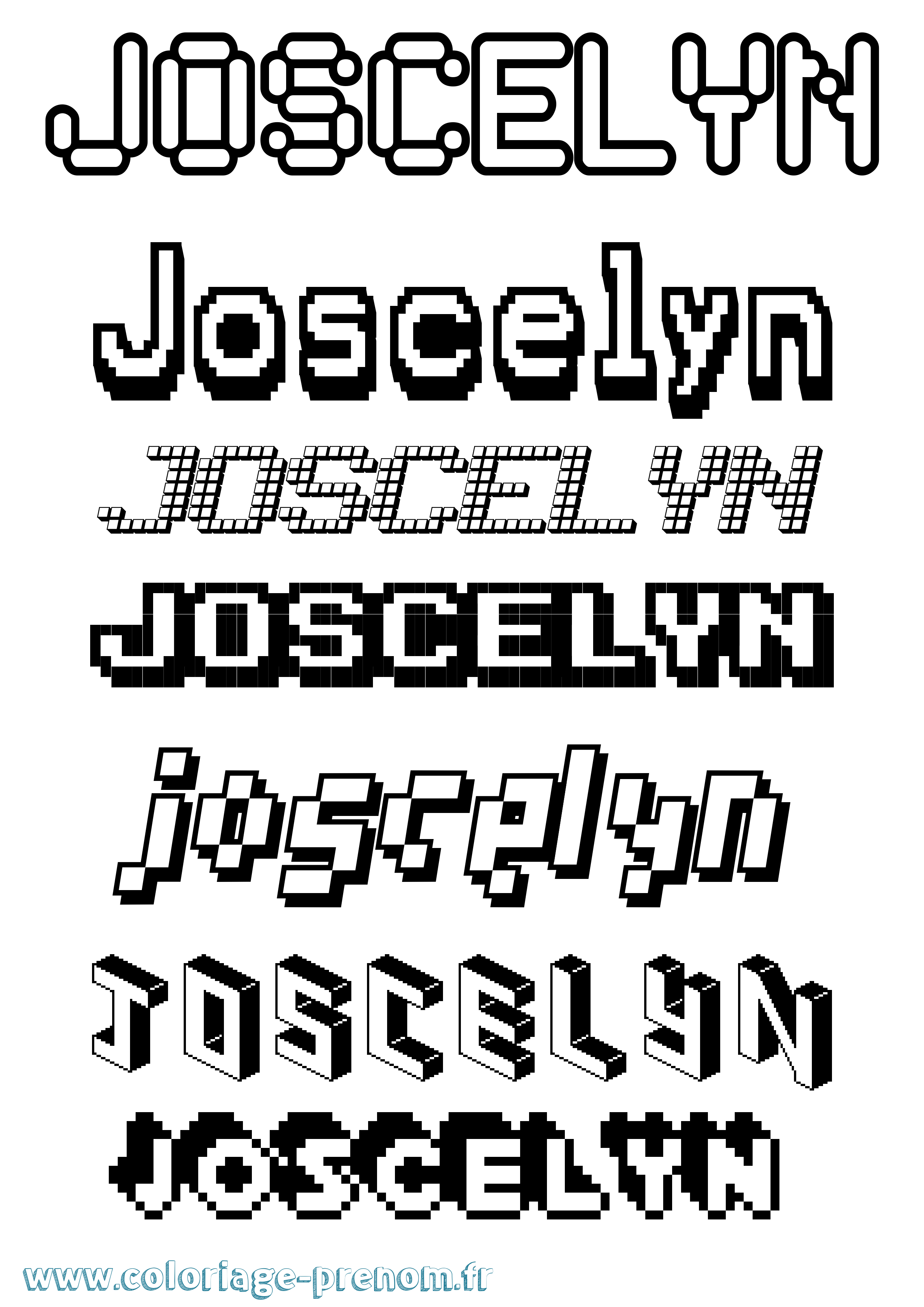 Coloriage Joscelyn Pixel Coloriage prénom Joscelyn Pixel