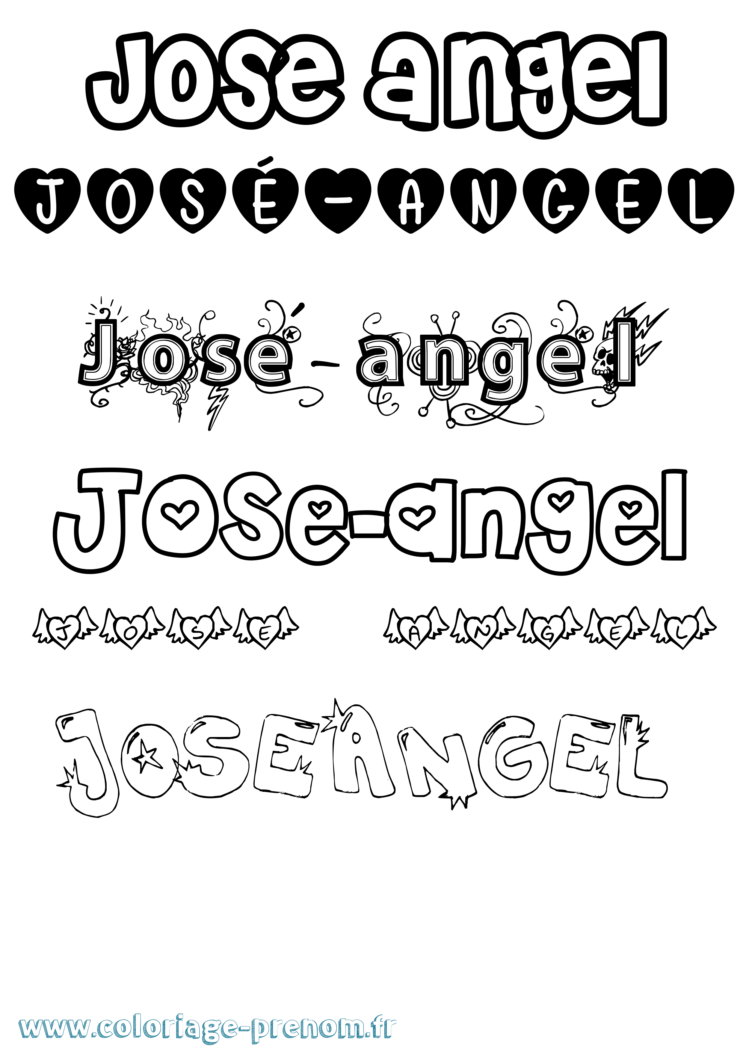 Coloriage José-Angel Girly Coloriage prénom José-Angel Girly