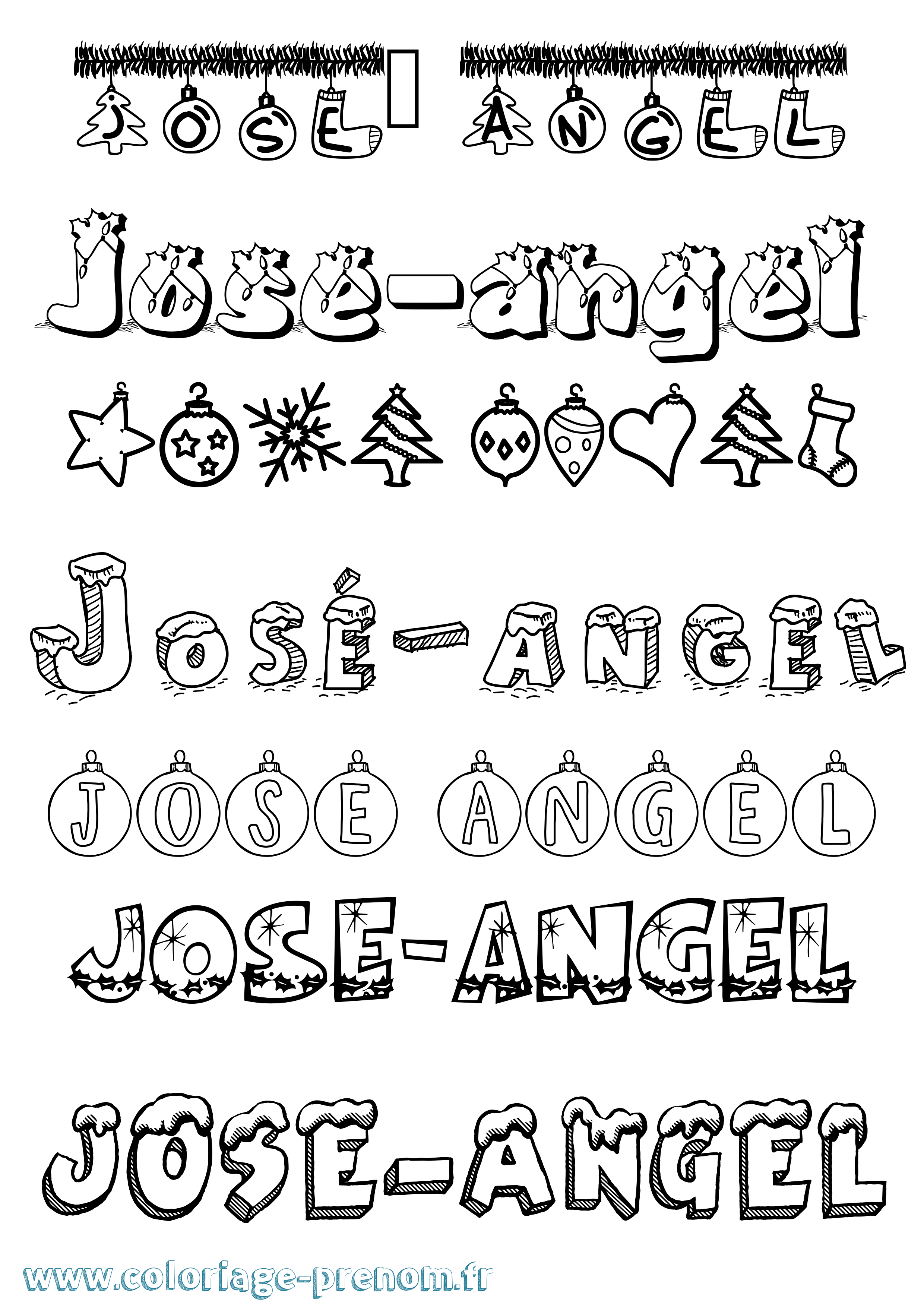 Coloriage José-Angel Noël Coloriage prénom José-Angel Noël