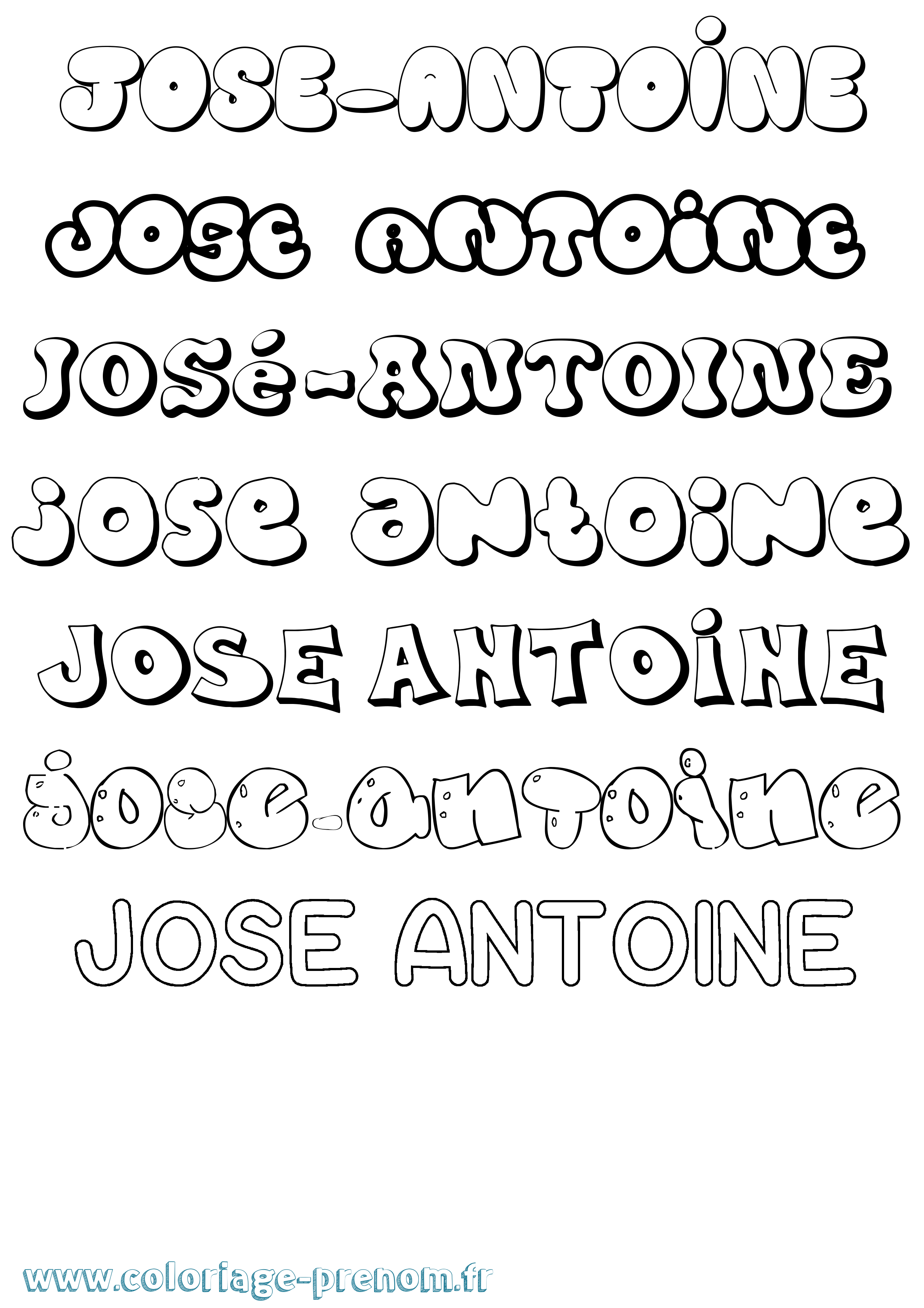 Coloriage José-Antoine Bubble Coloriage prénom José-Antoine Bubble