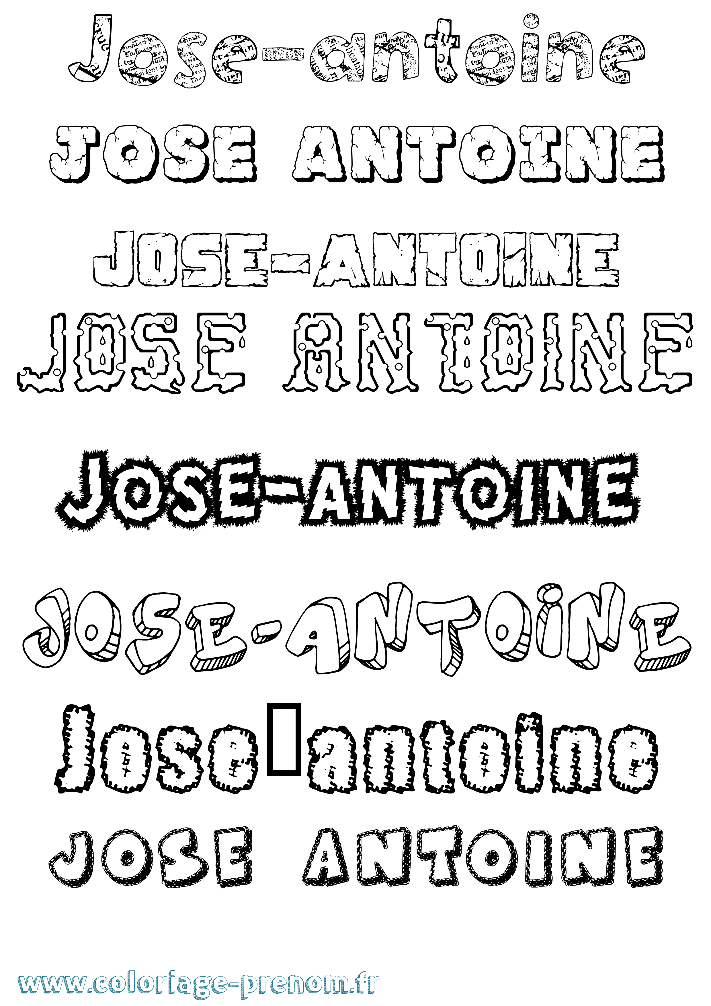 Coloriage José-Antoine Destructuré Coloriage prénom José-Antoine Destructuré