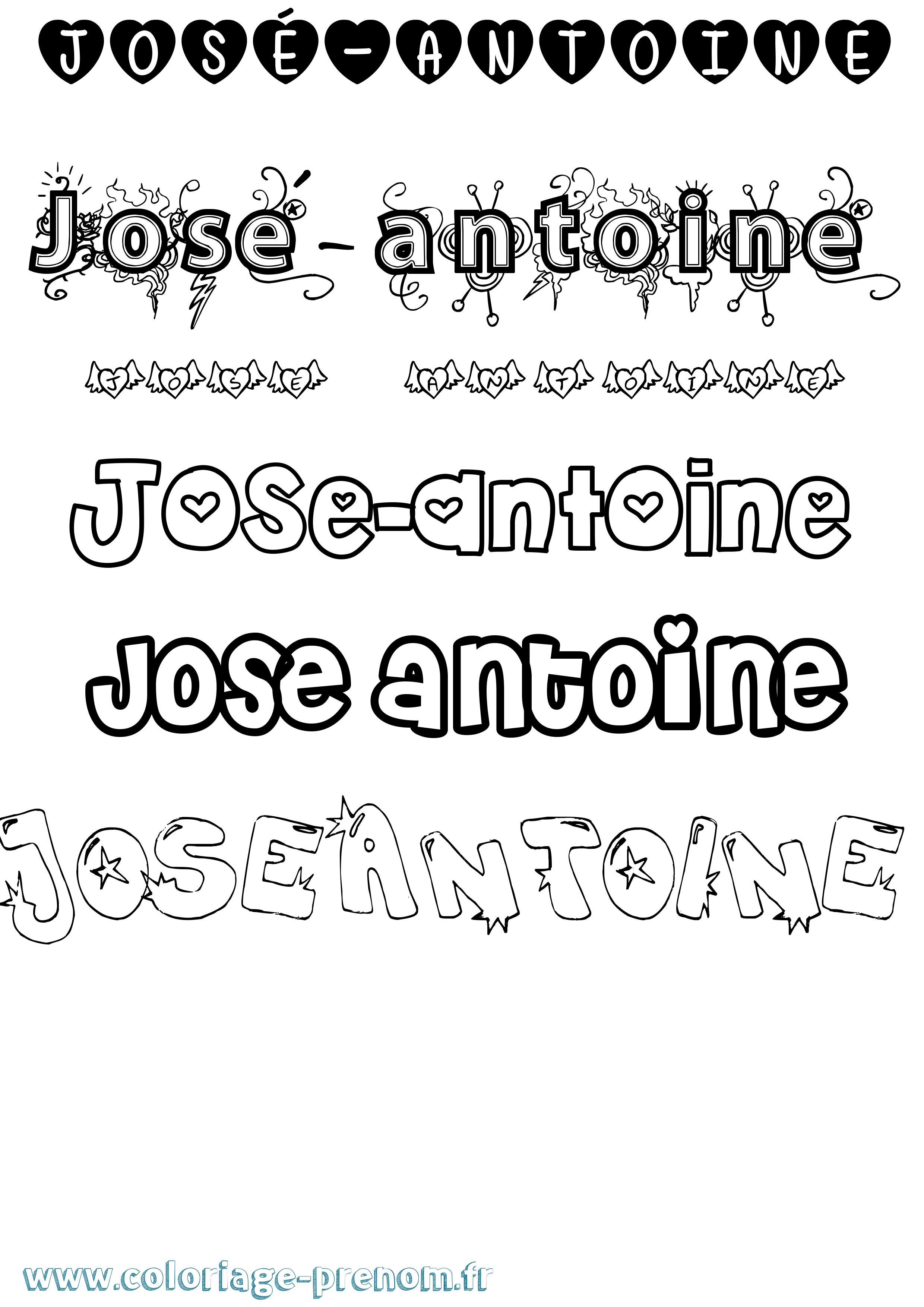 Coloriage José-Antoine Girly Coloriage prénom José-Antoine Girly