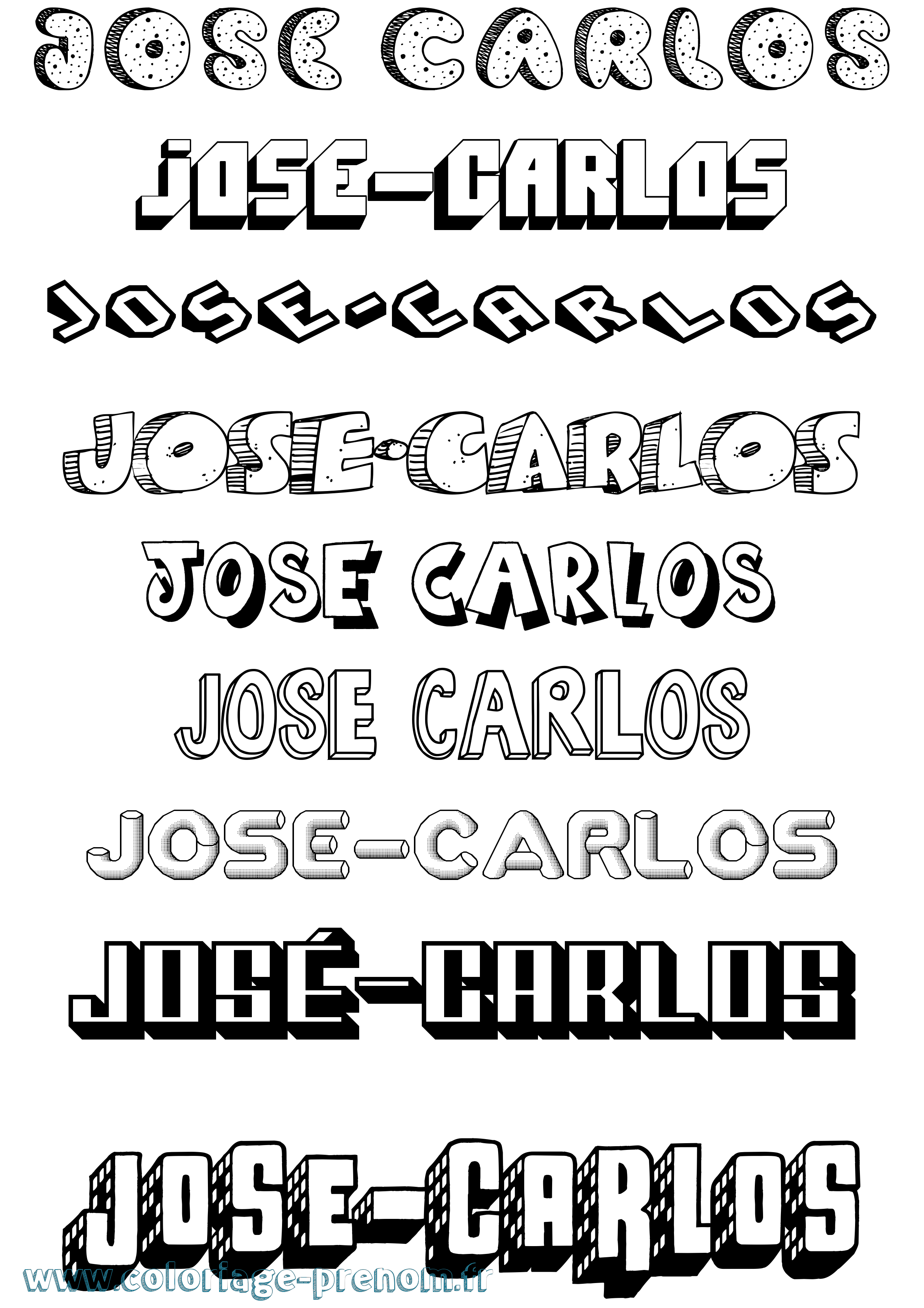 Coloriage José-Carlos Effet 3D Coloriage prénom José-Carlos Effet 3D