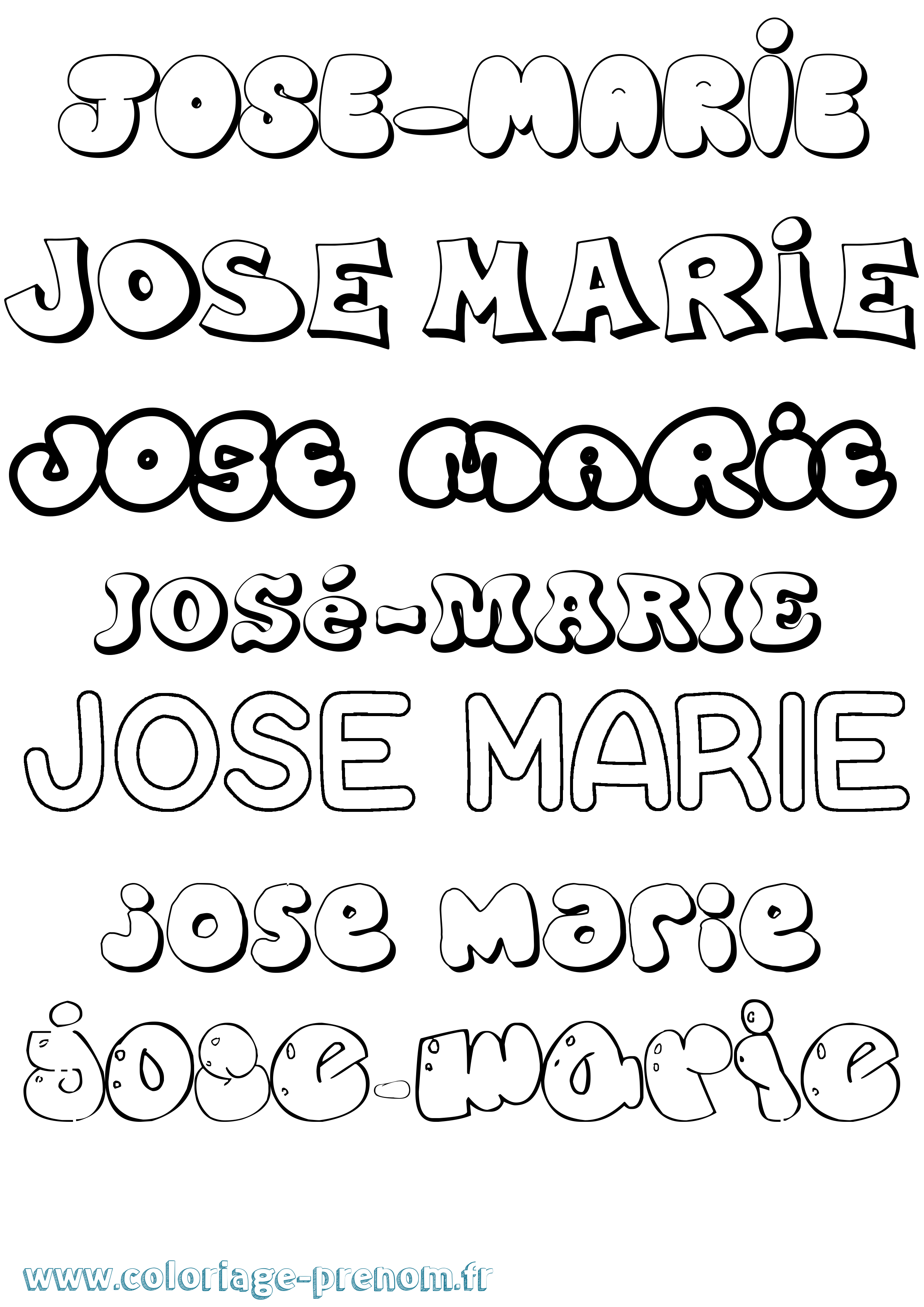 Coloriage José-Marie Bubble Coloriage prénom José-Marie Bubble