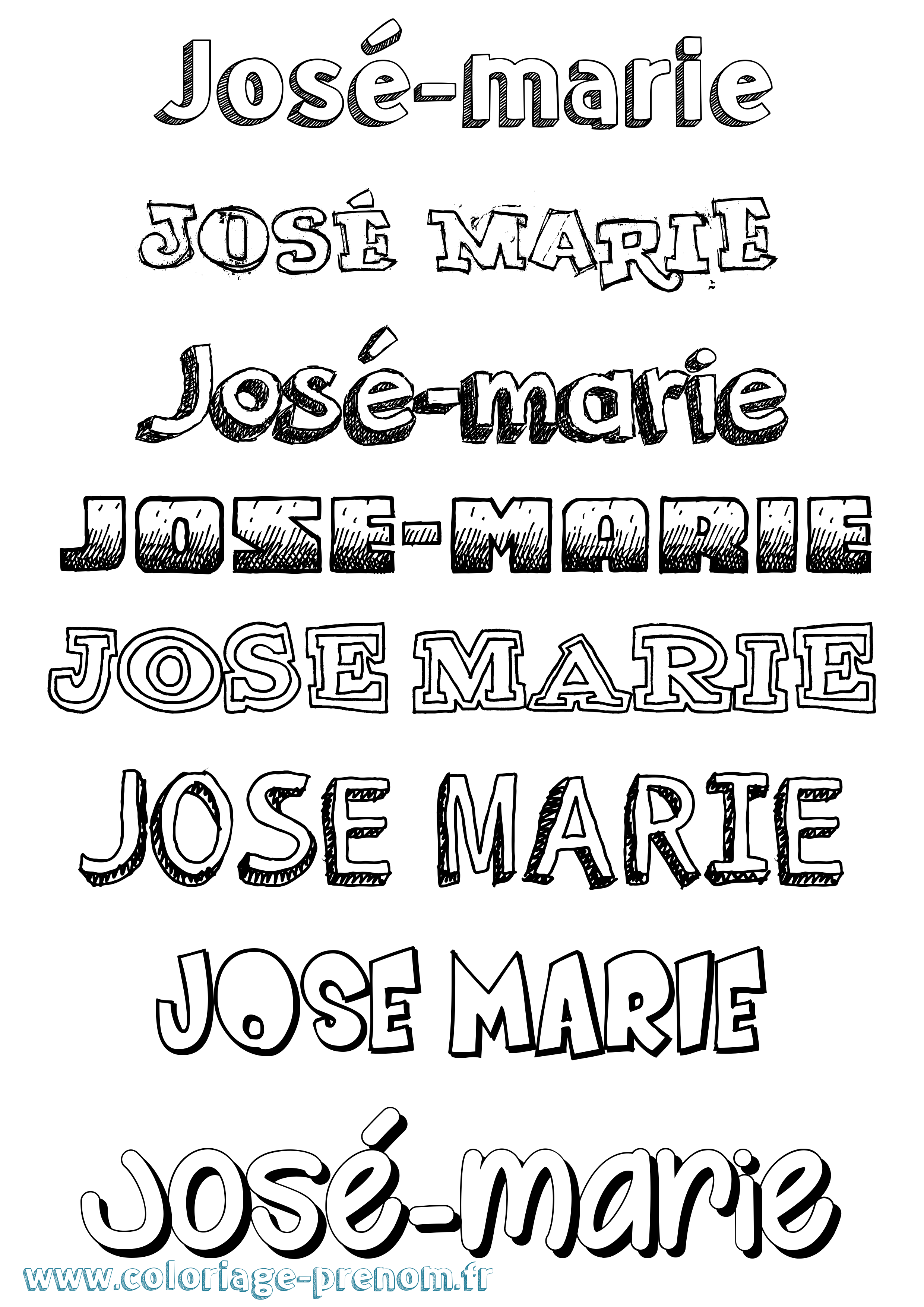 Coloriage José-Marie Dessiné Coloriage prénom José-Marie Dessiné