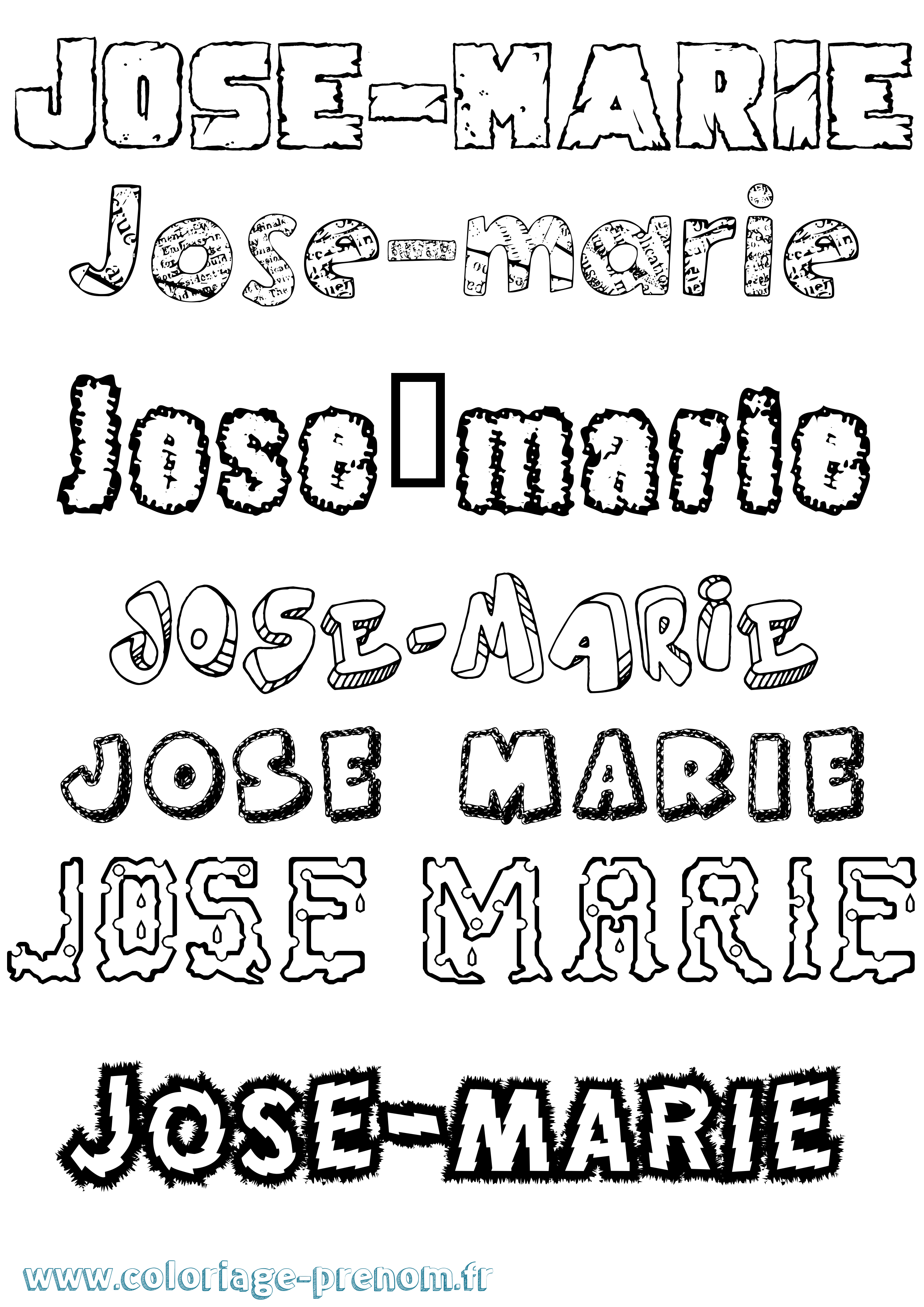 Coloriage José-Marie Destructuré Coloriage prénom José-Marie Destructuré