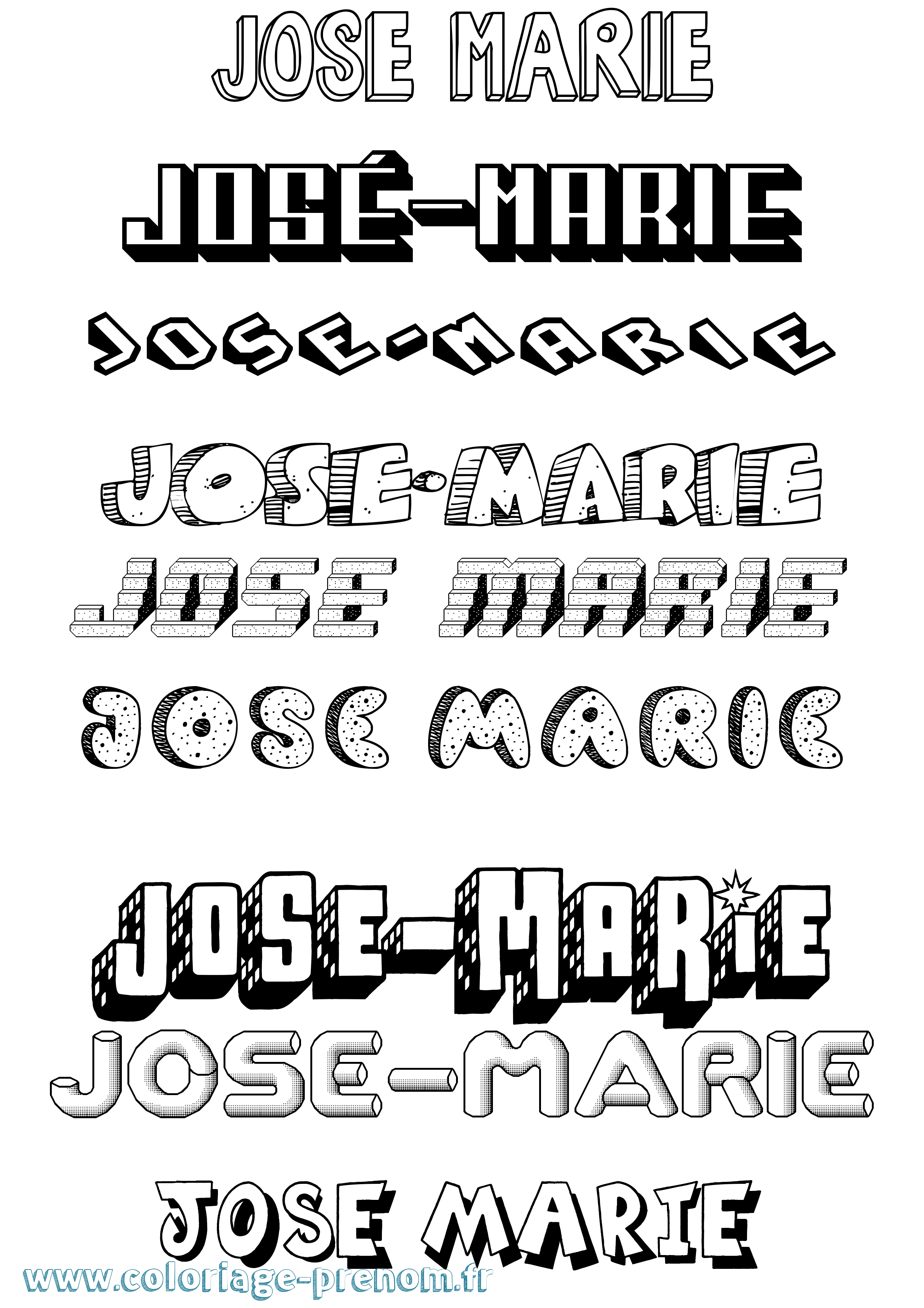 Coloriage José-Marie Effet 3D Coloriage prénom José-Marie Effet 3D