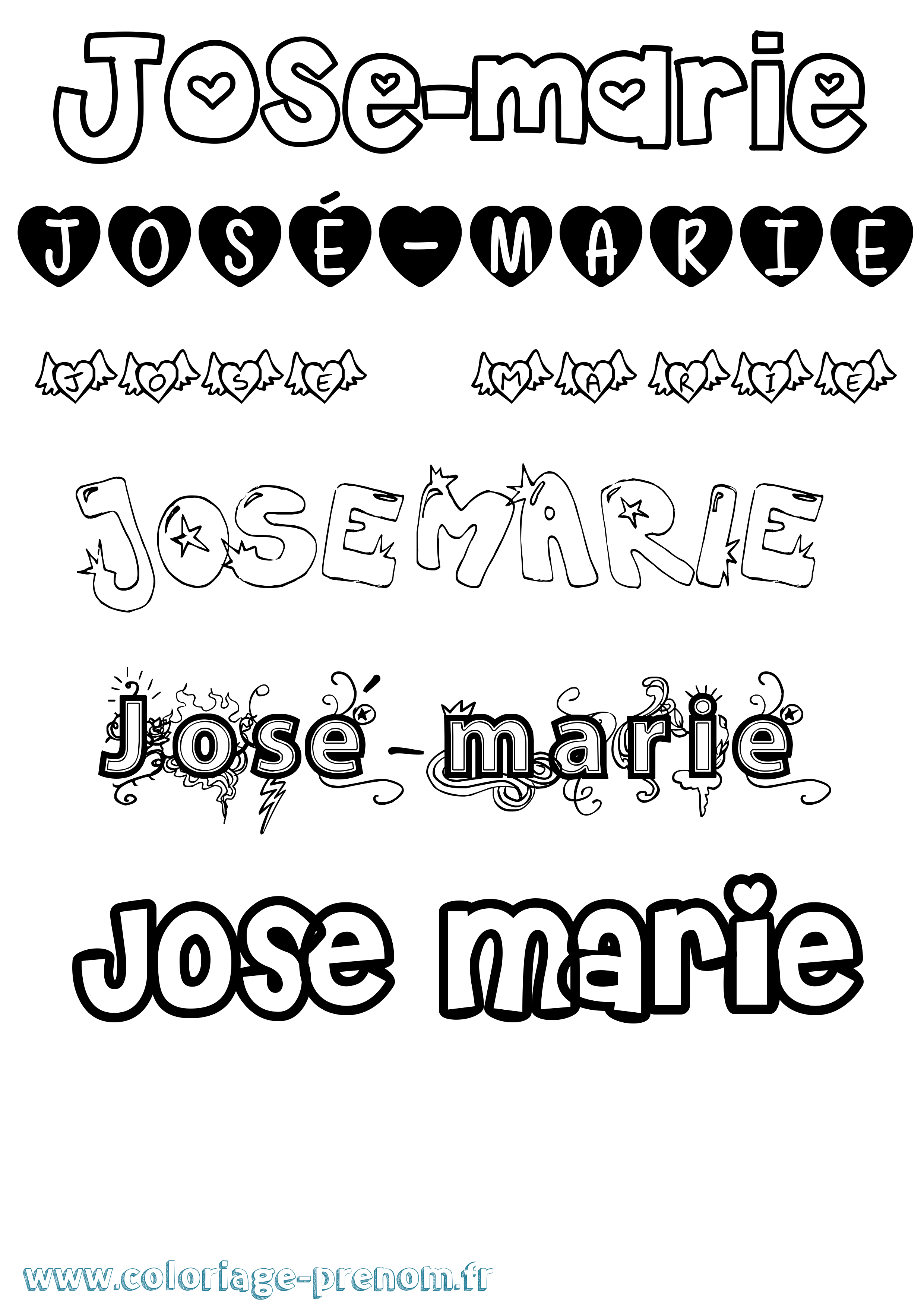 Coloriage José-Marie Girly Coloriage prénom José-Marie Girly