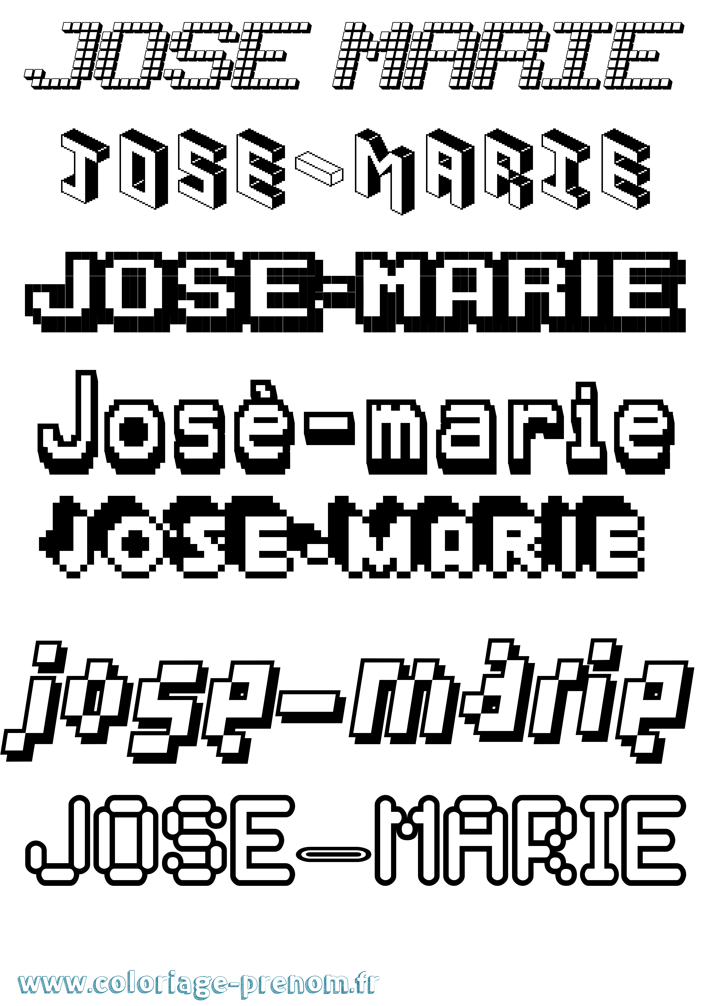 Coloriage José-Marie Pixel Coloriage prénom José-Marie Pixel