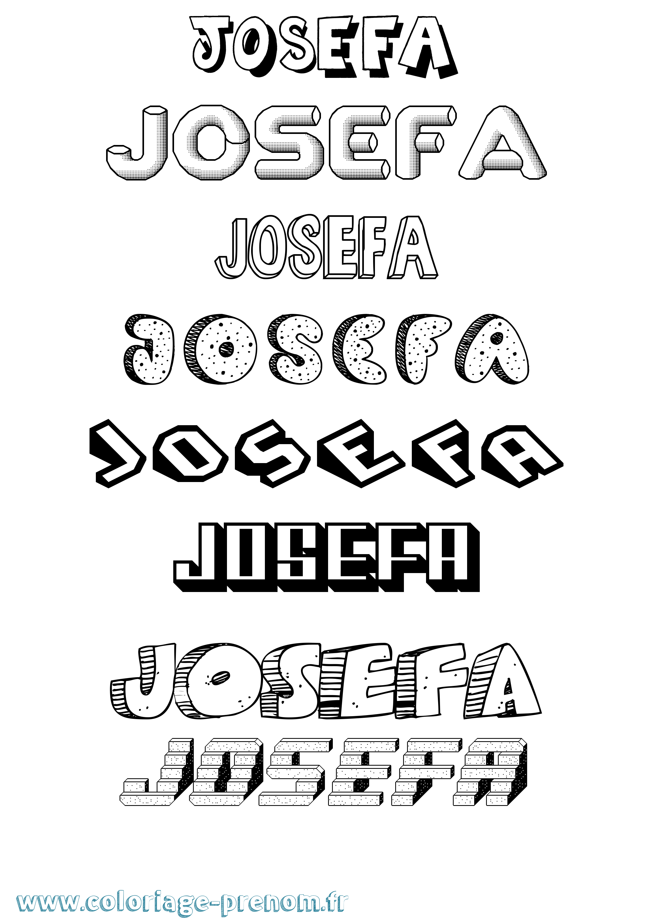 Coloriage Josefa Effet 3D Coloriage prénom Josefa Effet 3D