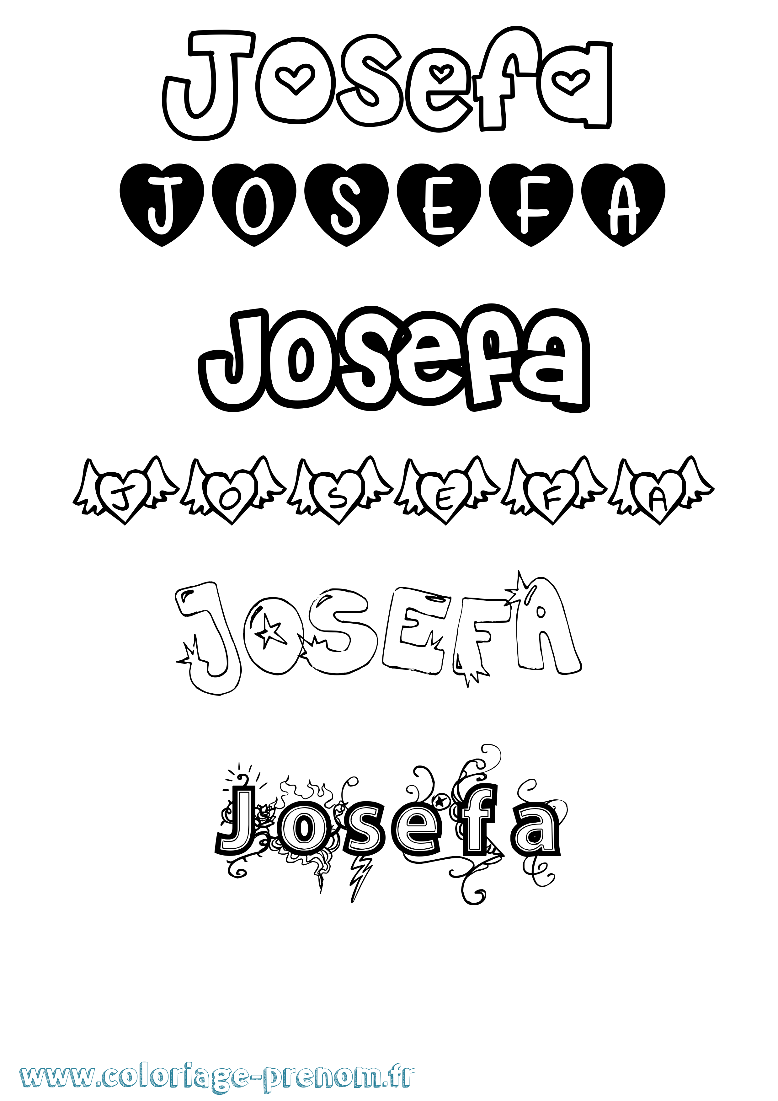 Coloriage Josefa Girly Coloriage prénom Josefa Girly