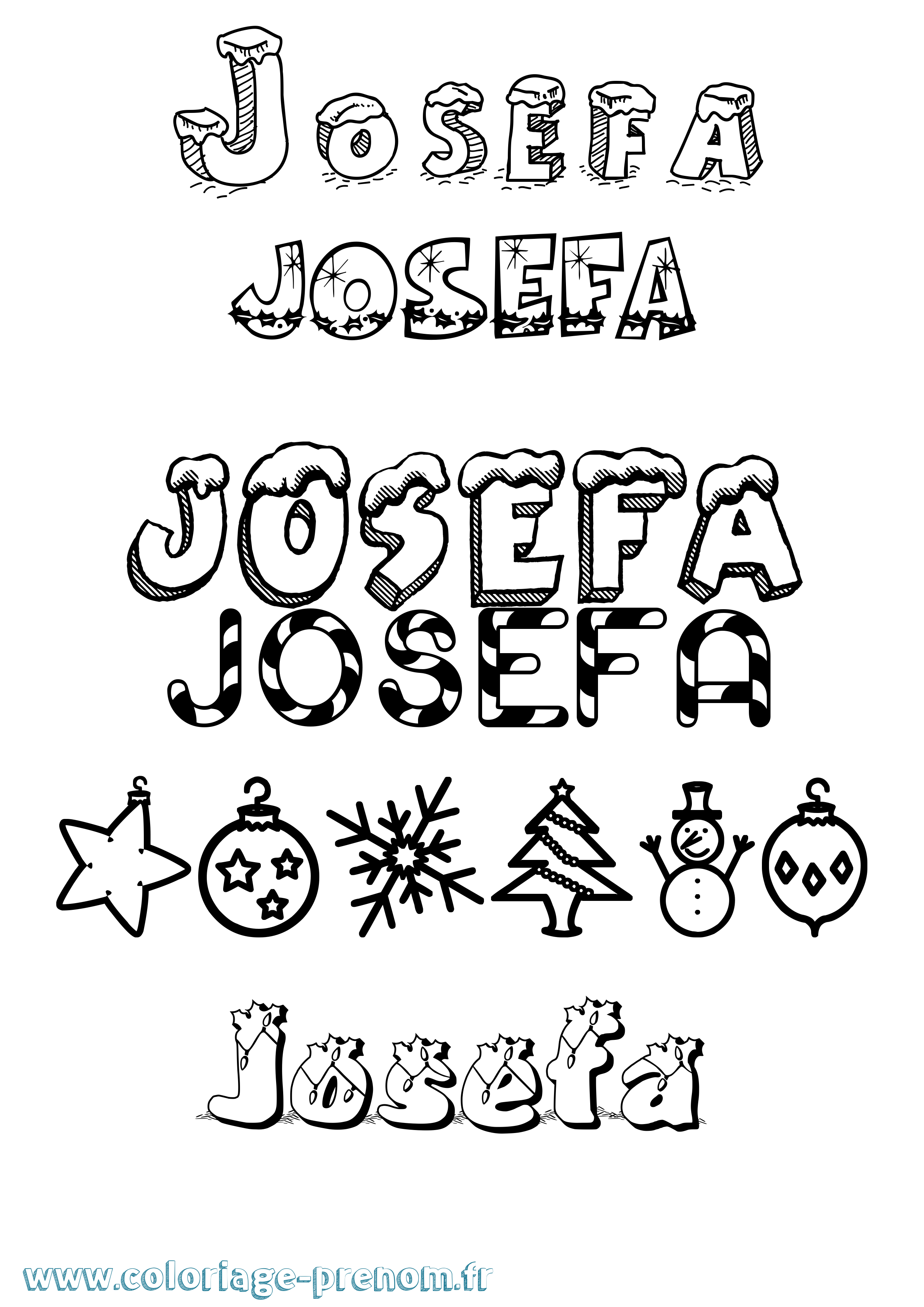 Coloriage Josefa Noël Coloriage prénom Josefa Noël