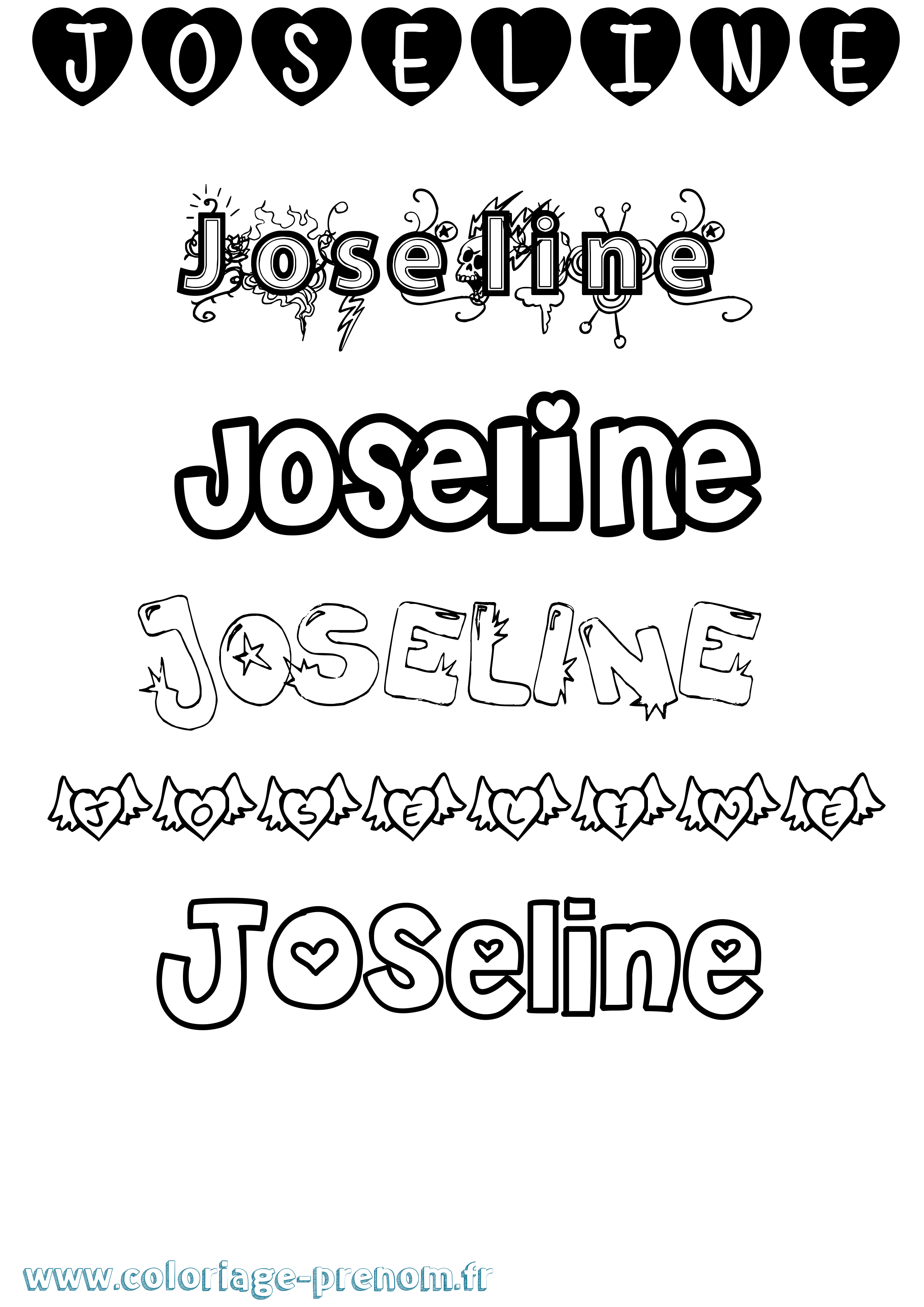 Coloriage Joseline Girly Coloriage prénom Joseline Girly